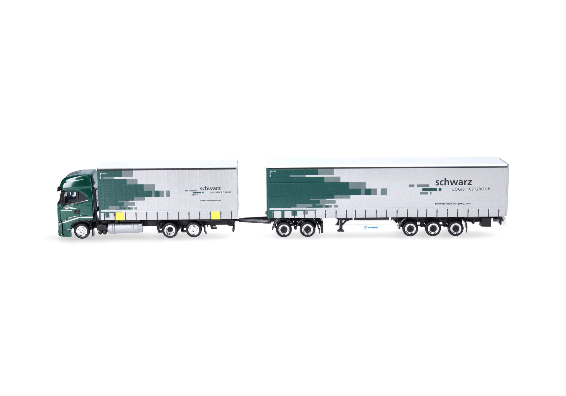 Herpa 319607 | Iveco S-Way Gardinenplanen-Hängerzug | "Spedition Schwarz" | 1:87