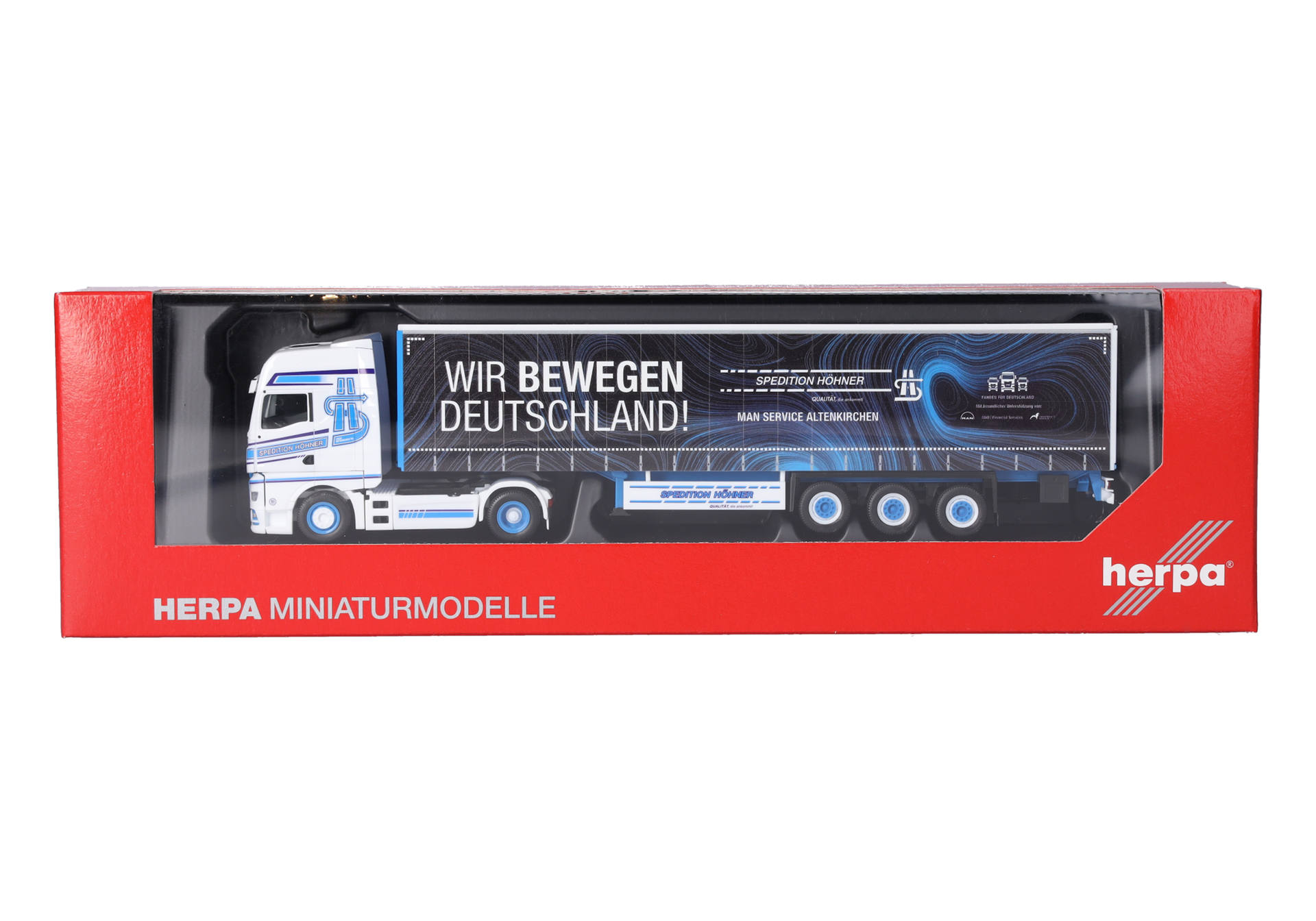 Herpa 320320 | MAN TGX GX Gardinenplanen-Sattelzug | Höhner/Wir bewegen Deutschland | 1:87