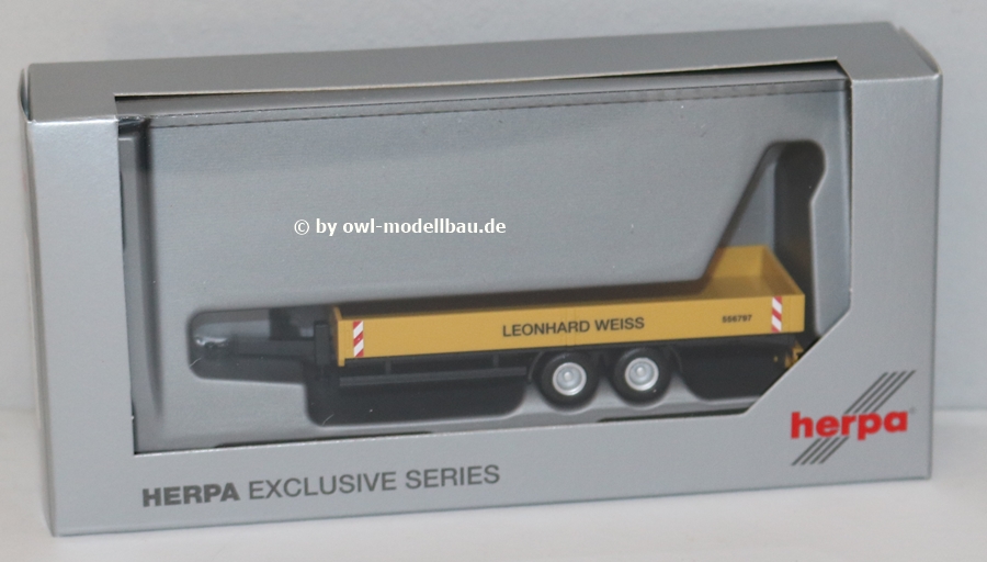 Herpa 950442| Tiefladeanhänger ohne Rampen "Leonhard Weiss"| 1:87
