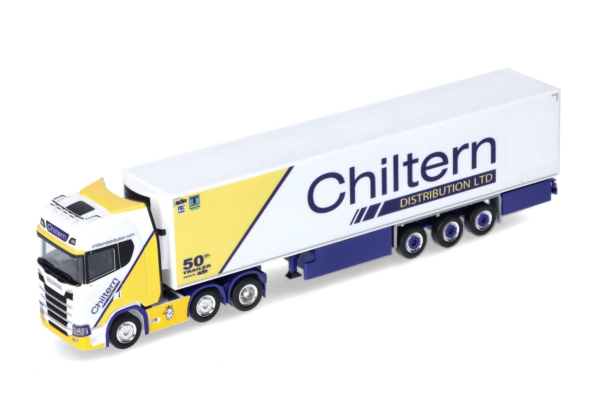 Herpa  316712 | Scania CS 20 HD 6x2 Kühlkoffer-Sattelzug | Chilter/UK | 1:87
