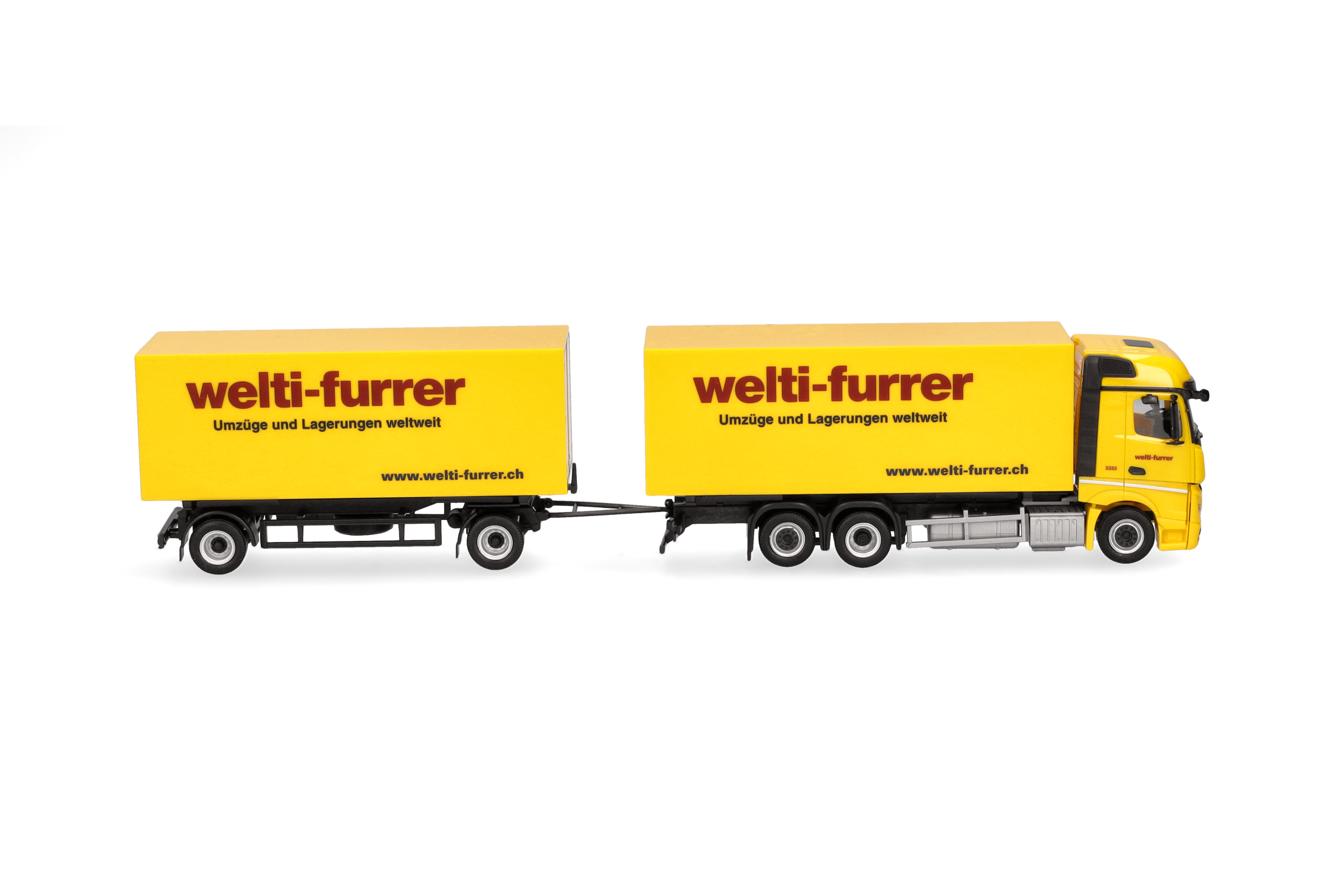 Herpa 319355 | MB Actros Bigspace Wechselkoffer-Hängerzug | Welti-Furrer | 1:87