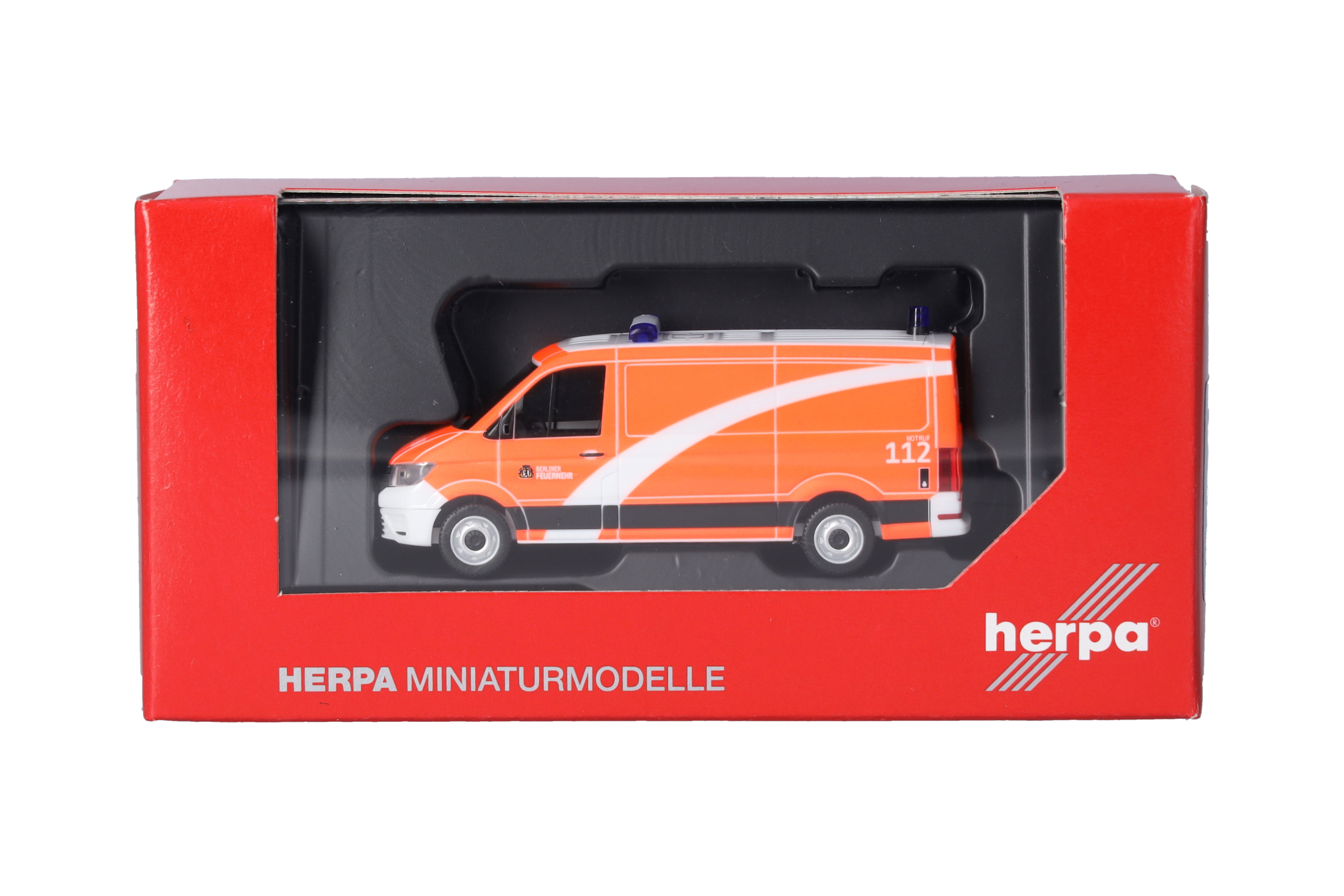 Herpa 098267 | Volkswagen (VW) Crafter Kasten Flachdach | Berliner FW/GW-RettMat | 1:87