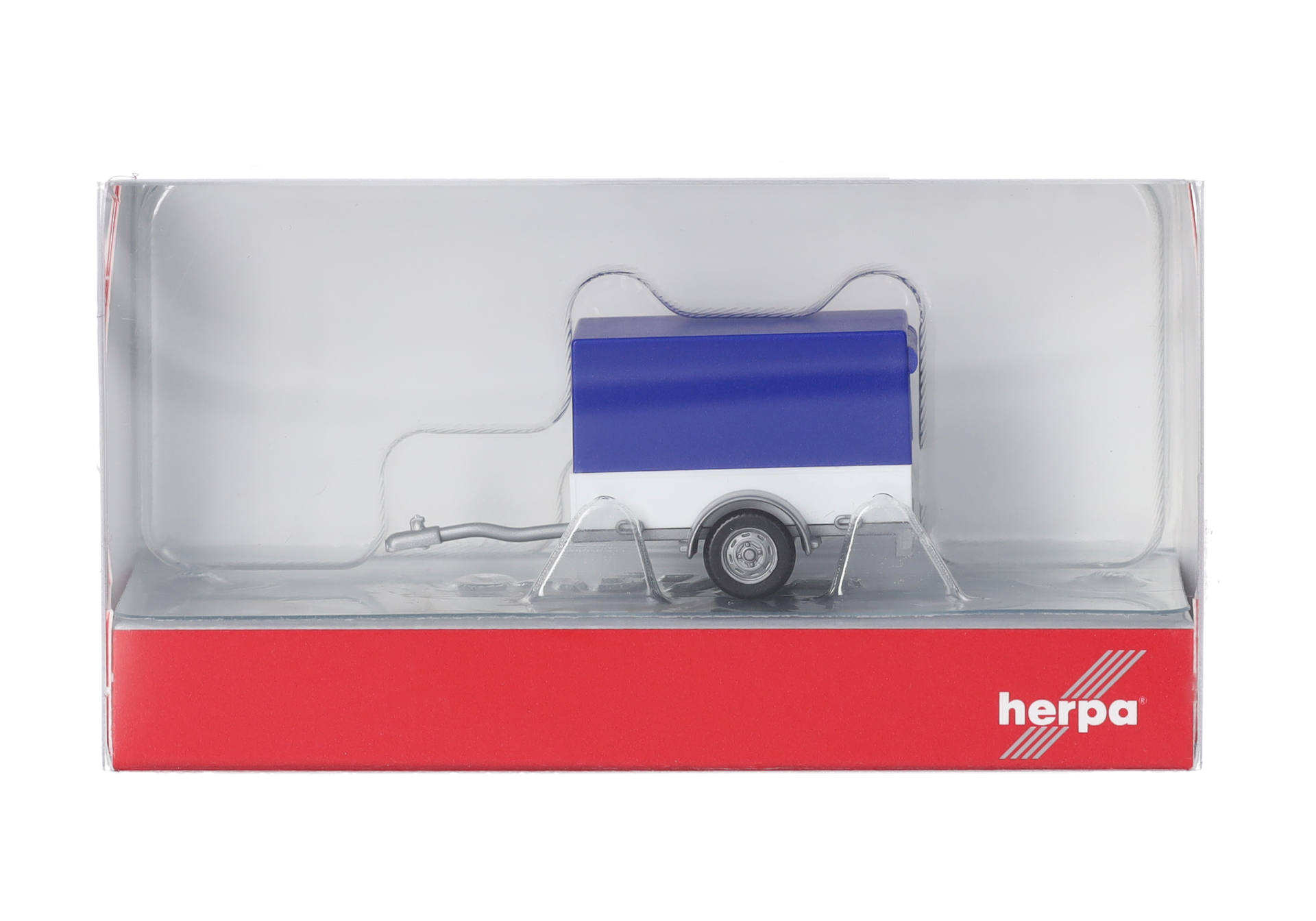 Herpa 051576-006 | PKW Planenanhänger | 1-achs | blau/weiß | 1:87