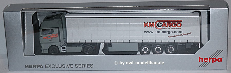 Herpa 952361 | MAN TGX GX Gardinenplanen-Sattelzug  | KM Cargo | 1:87