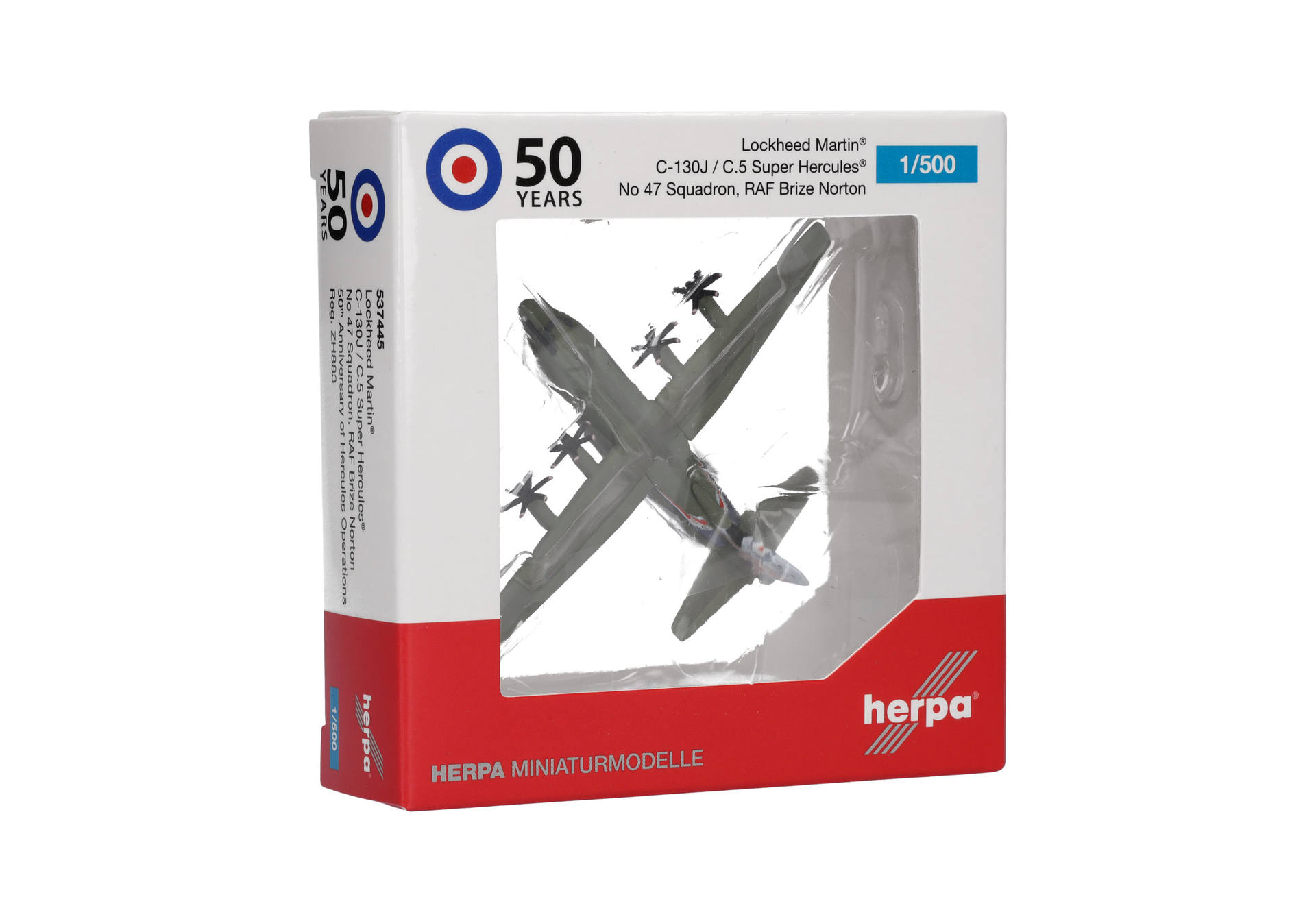 Herpa Wings 537445 | Royal Airforce | C-130J Super Hercules | 47 Squadron - 50th Anniversary Hercules | ZH883 | 1:500