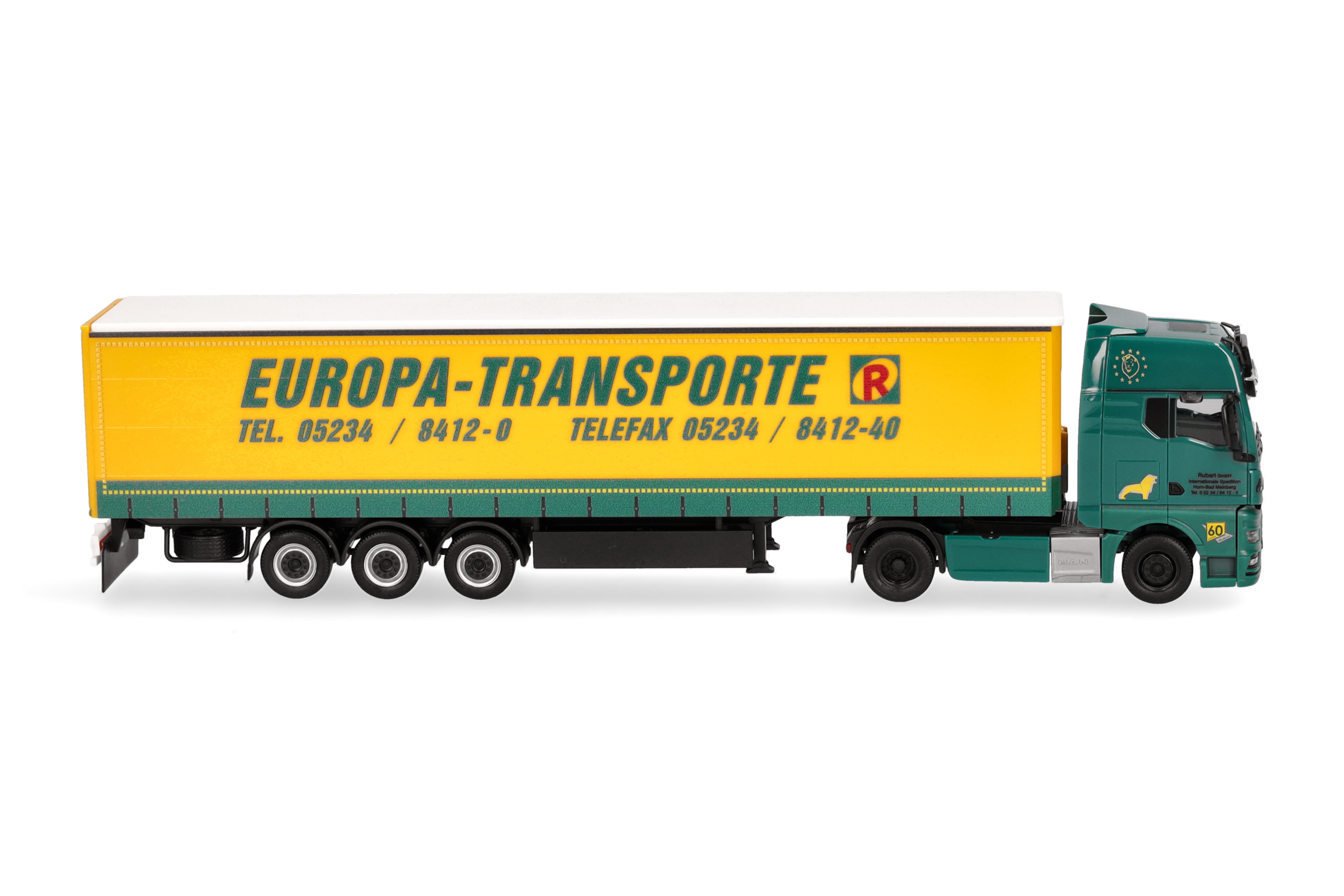 Herpa 319874 | MAN TGX GX | Gardinenplanen-Sattelzug | Rubart Europa-Transporte | 1:87