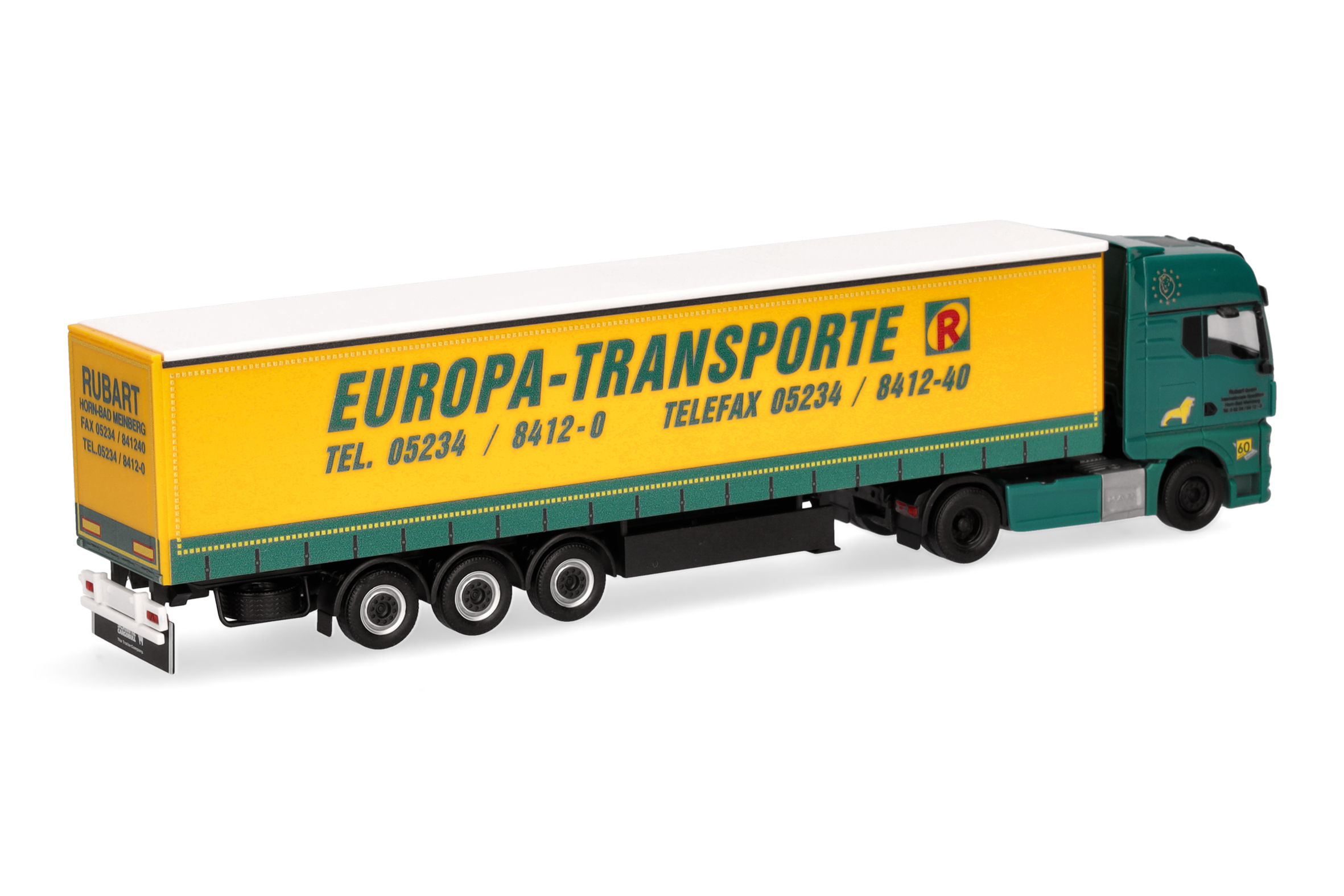 Herpa 319874 | MAN TGX GX | Gardinenplanen-Sattelzug | Rubart Europa-Transporte | 1:87