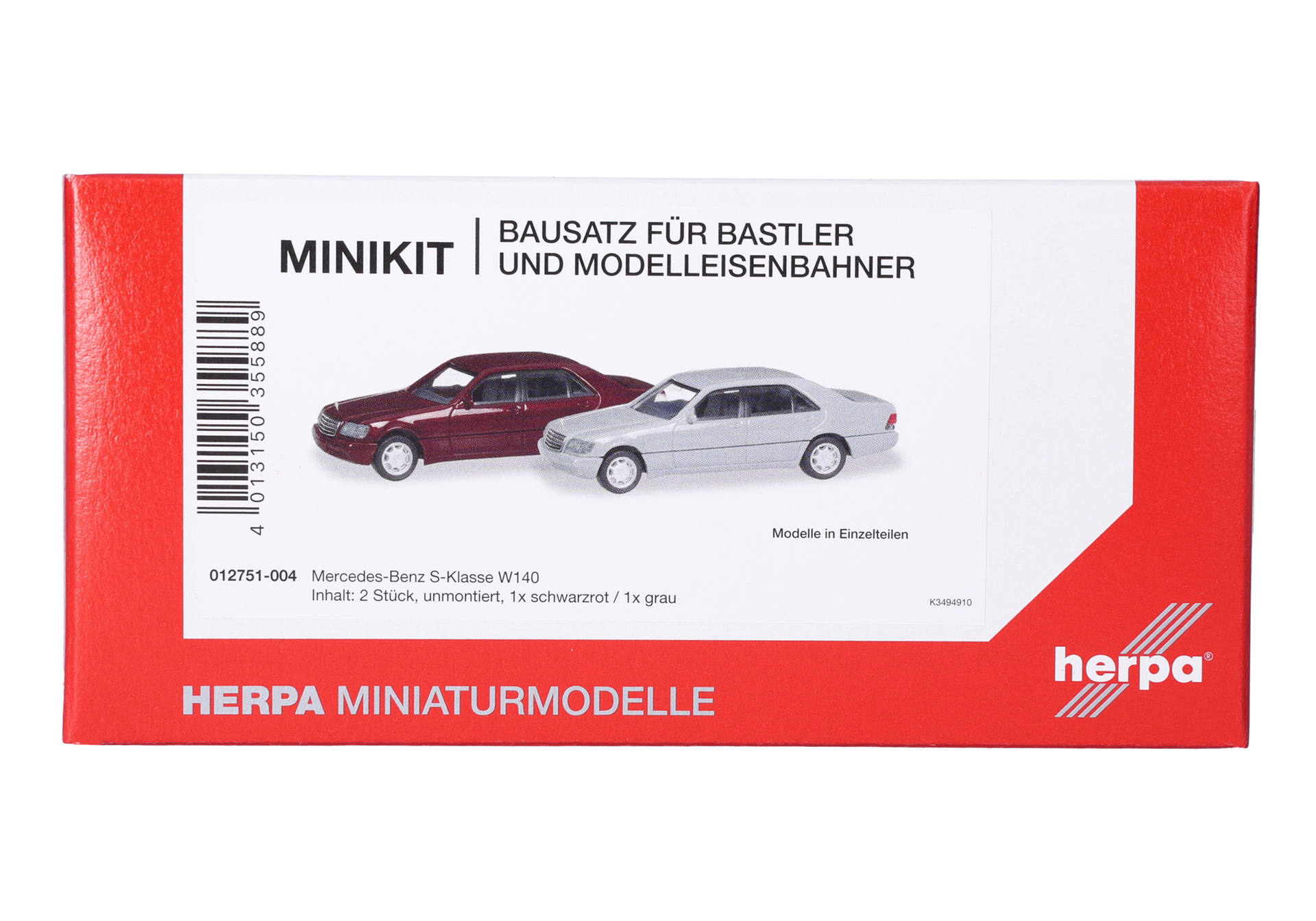 Herpa MiniKit 012751-004 |  Mercedes-Benz S-Klasse W140 | dunkelrot und grau | 1:87