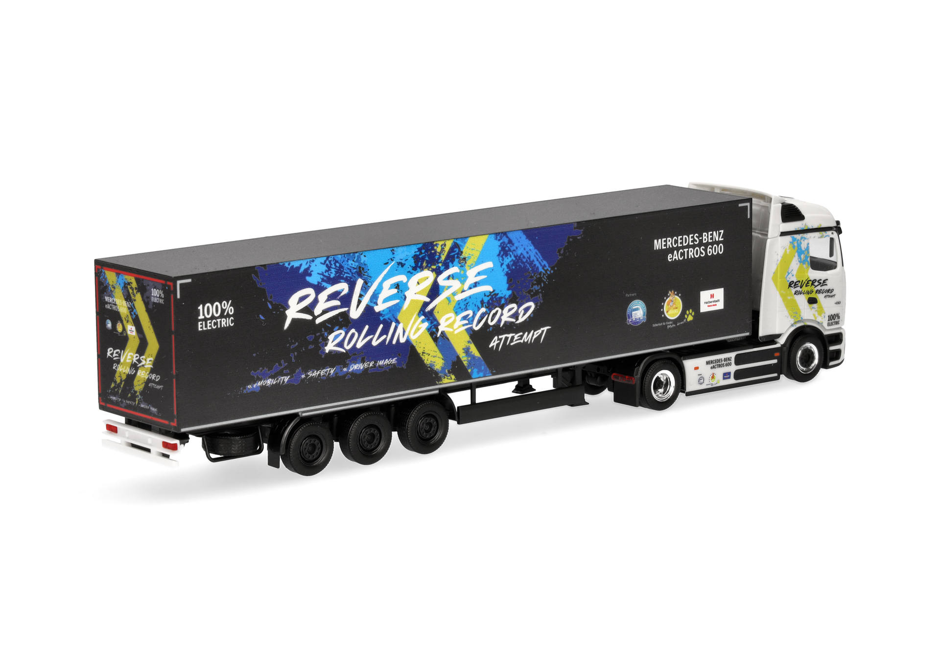 Herpa 961462 | MB eActros 600 ProCabin Streamspace Koffer-Sattelzug | Reverse Rolling Record | 1:87