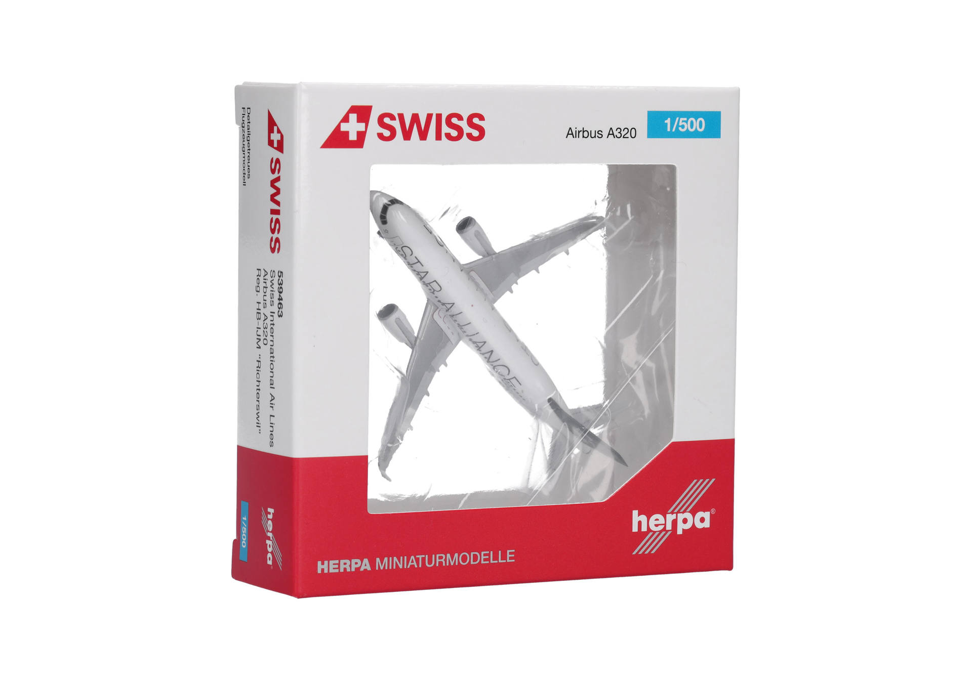 Herpa Wings 539463 | Swiss International Air Lines | Airbus A320 | Star Alliance | 1:500