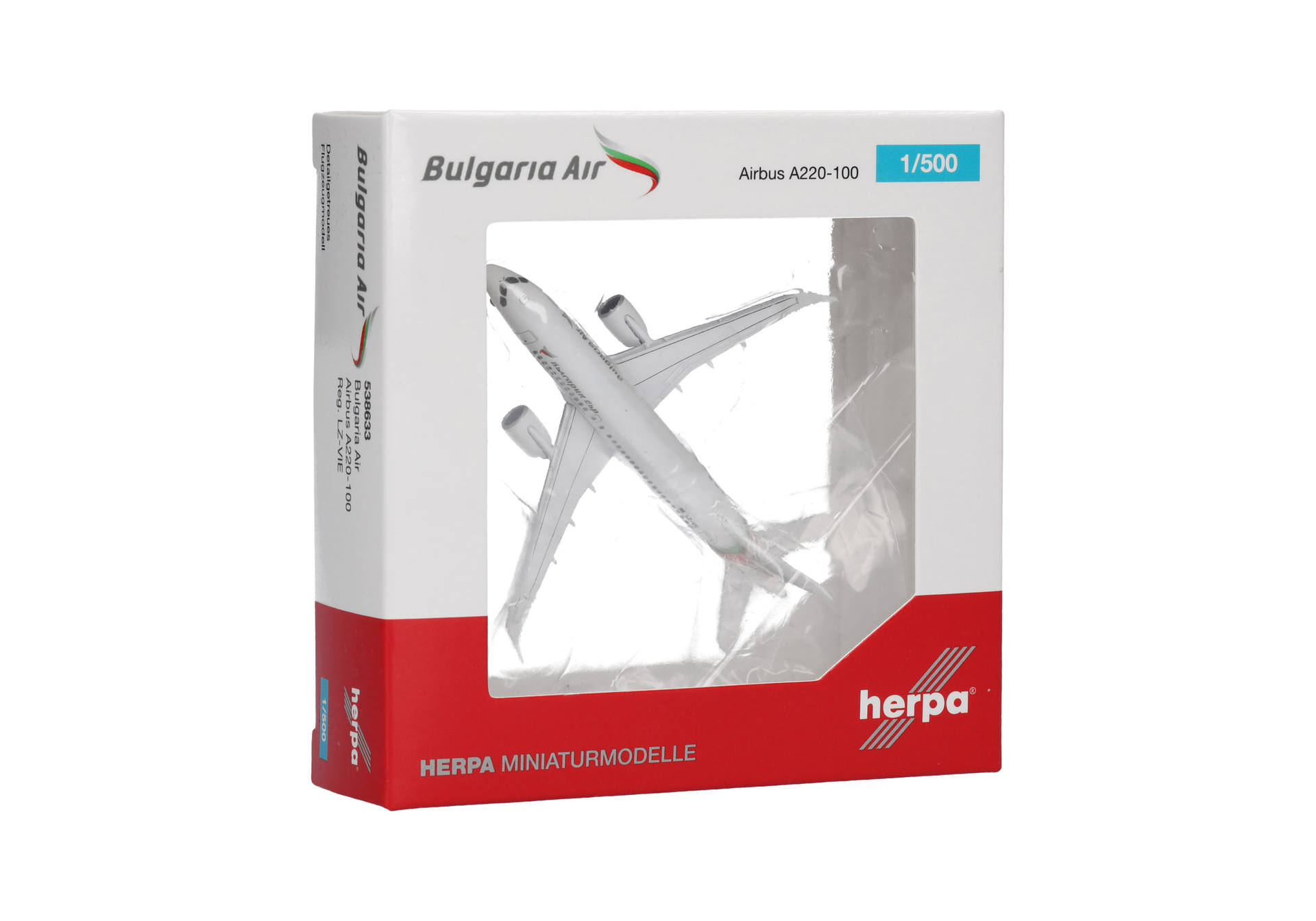 Herpa Wings 538633 | Bulgaria Air | Airbus A220-100 – LZ-VIE | 1:500