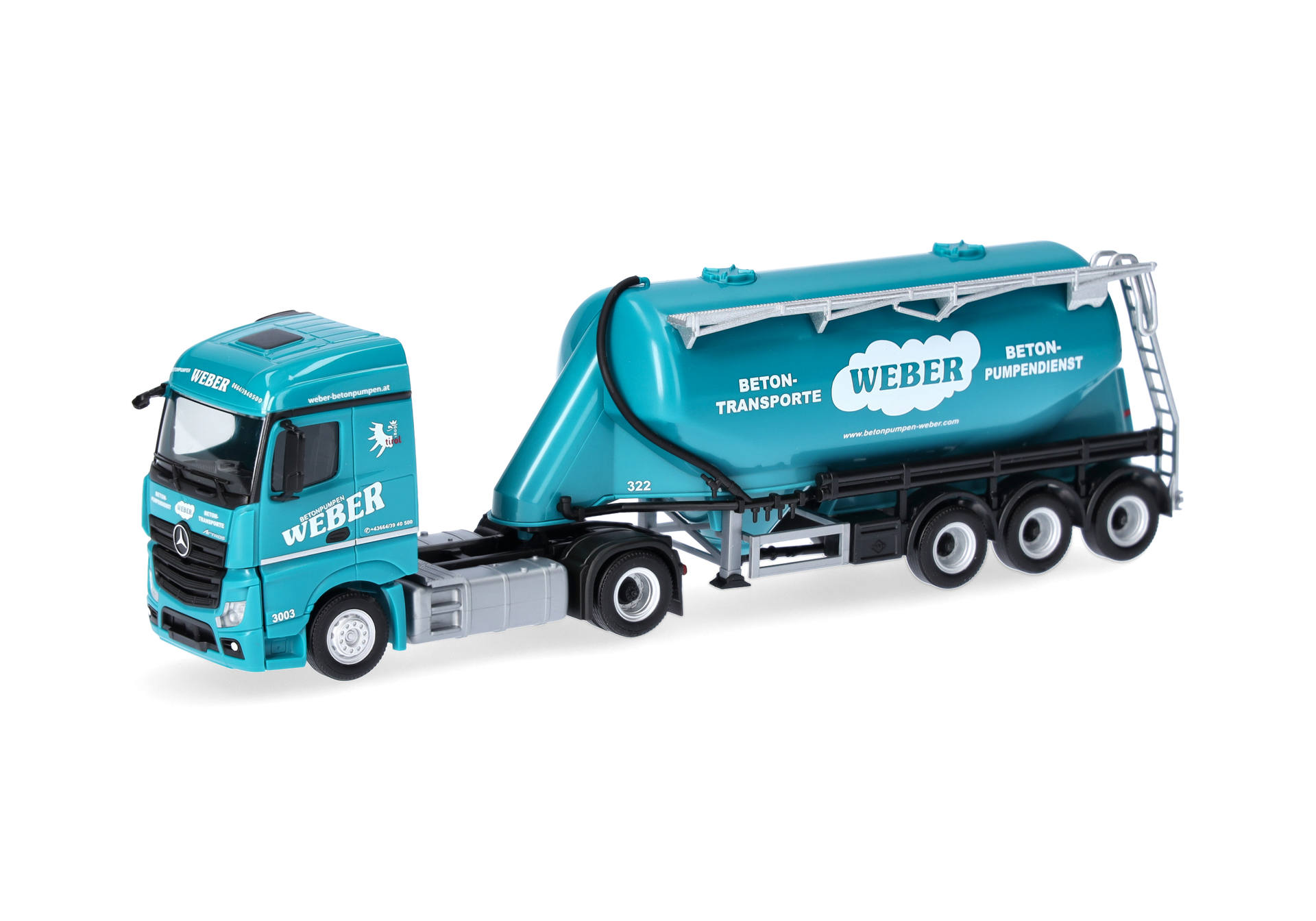 Herpa 320351 | MB Actros '18 Streamspace Eutersilo-Sattelzug | Weber Betonpumpen (A) | 1:87