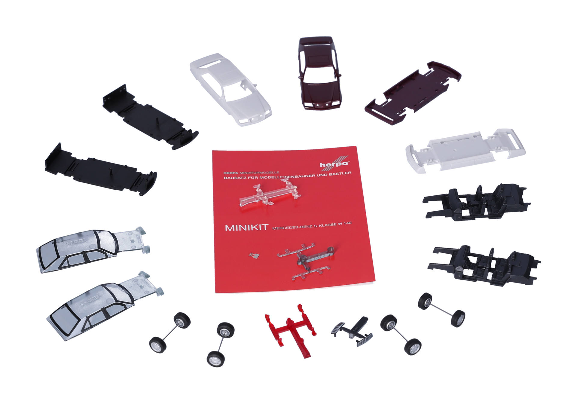Herpa MiniKit 012751-004 |  Mercedes-Benz S-Klasse W140 | dunkelrot und grau | 1:87