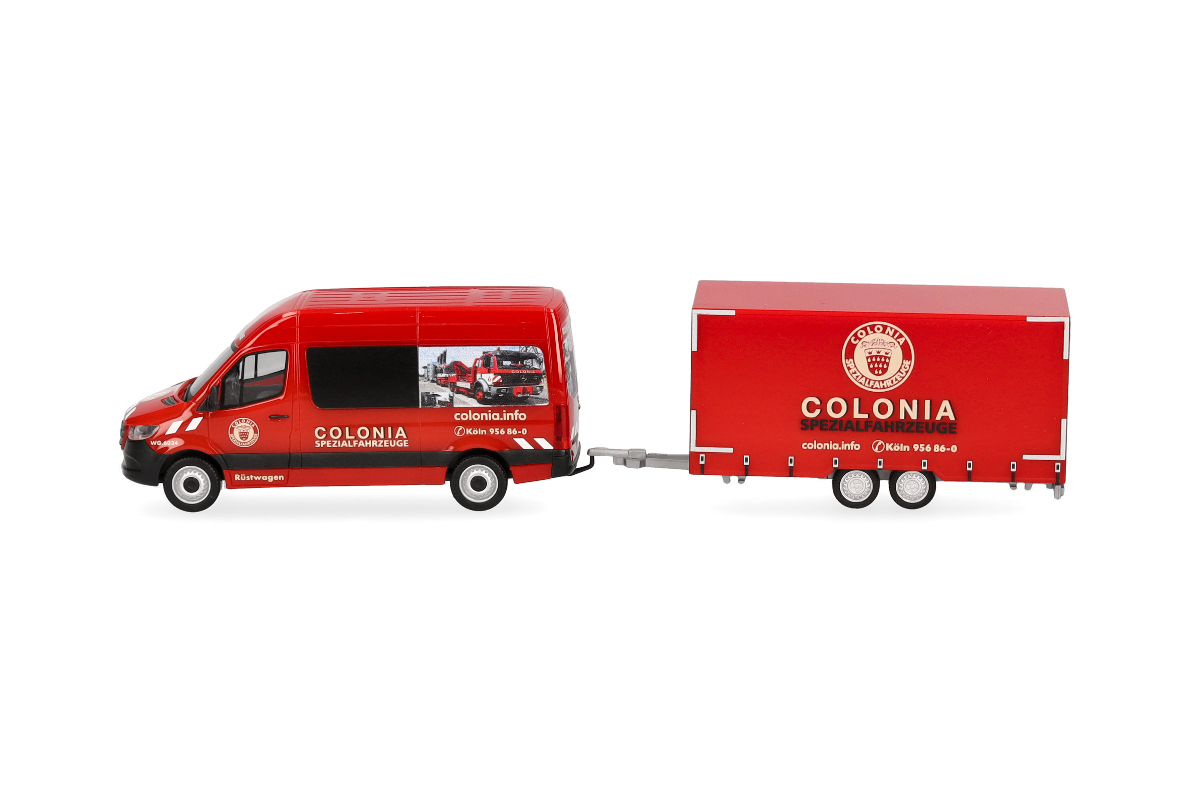 Herpa 098618 | MB Sprinter '18 Halbbus Hochdach mit Tandemhänger "Colonia" | 1:87