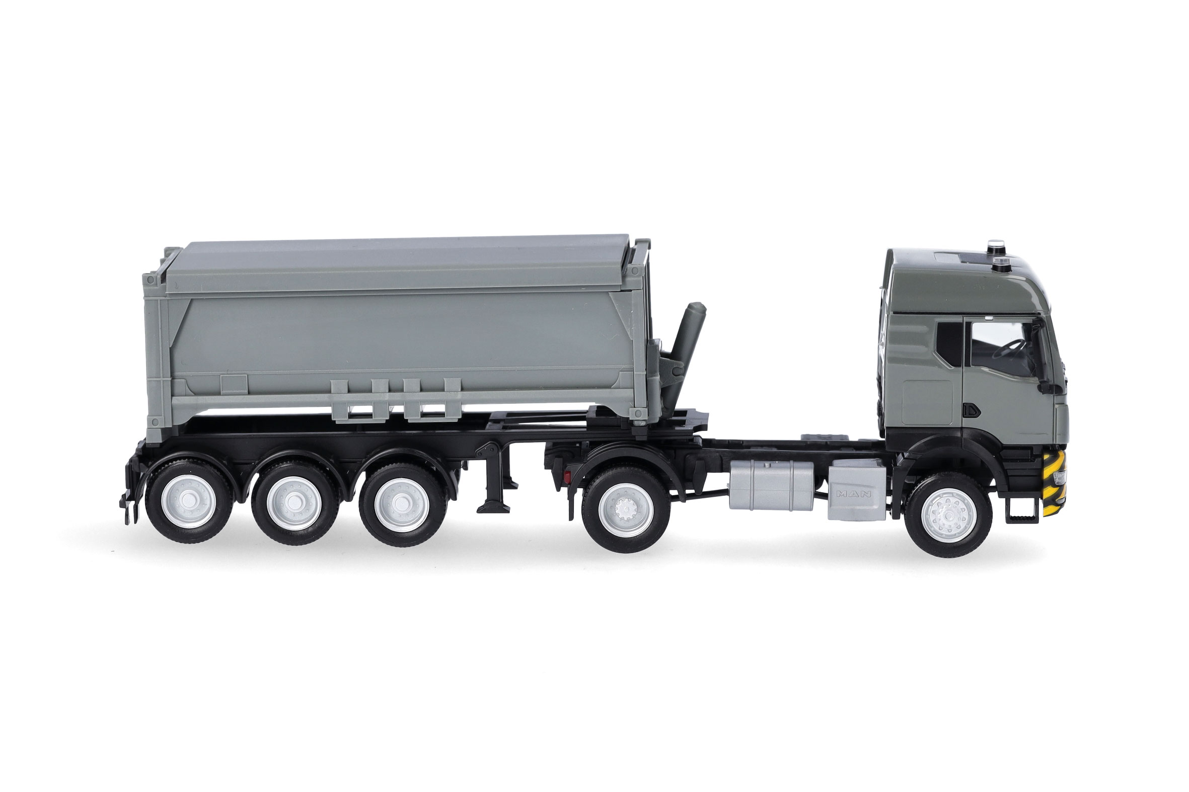 Herpa 318341 | MAN TGS TM (Bau und Allrad) | Abraumcontainer-Sattelzug | grau/gelb | 1:87