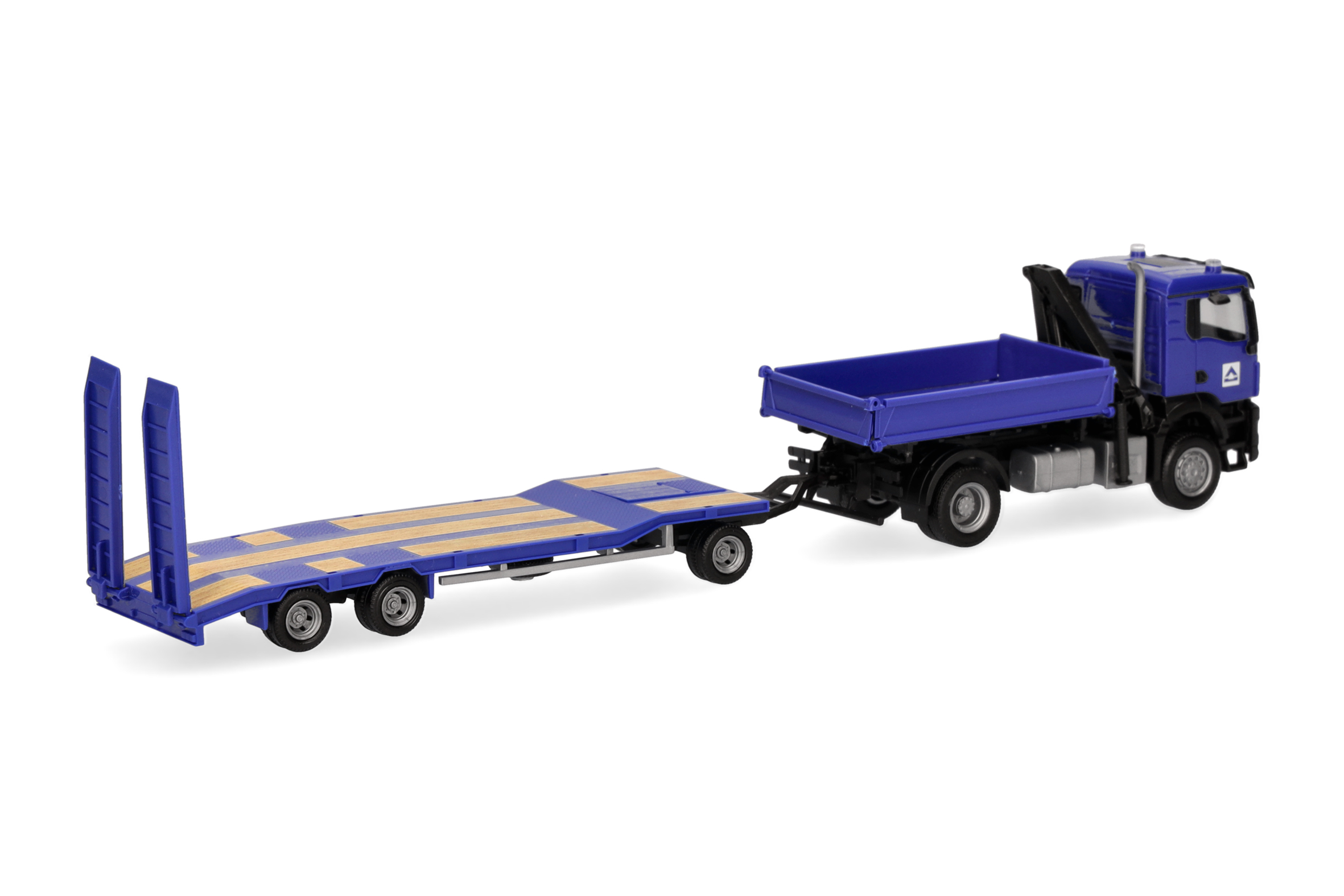 Herpa 960045 | MAN TGS NN Dreiseitenkipper (mit Ladekran) | TU3-Anhänger | Hoch-Tief | 1:87