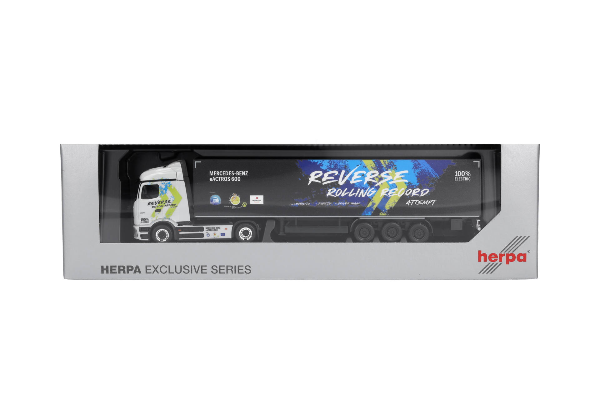 Herpa 961462 | MB eActros 600 ProCabin Streamspace Koffer-Sattelzug | Reverse Rolling Record | 1:87