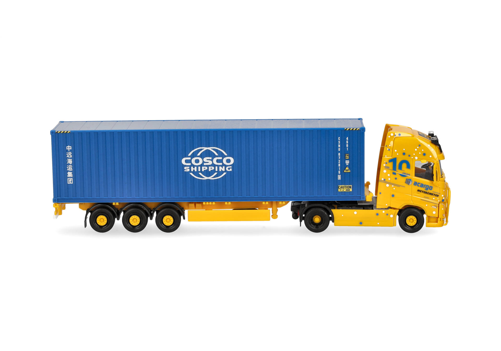 Herpa 319898 | Volvo FH GL XL 2020 Container-Sattelzug | Acargo Meyer & Meyer/Cosco | 1:87