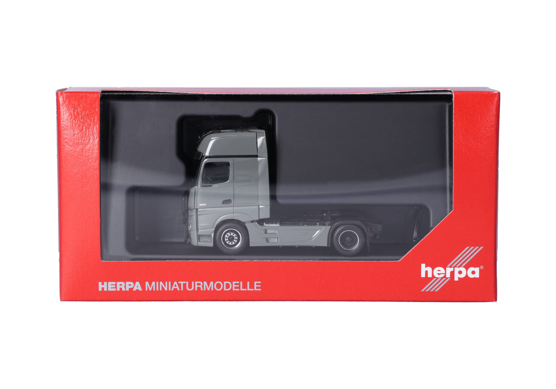 Herpa 311533-006 | Mercedes-Benz Actros '18 L Gigaspace | 2achs | Lampenbügel u. Rammschutz | grau | 1:87