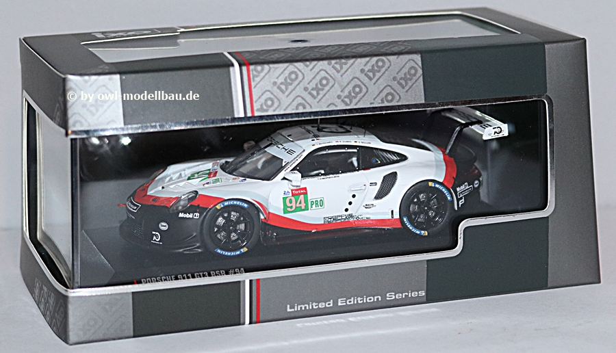 ixo Models LE43023 - Porsche 911 (991) GT3 RSR - #94 - 24h LeMans - 2018. 1:43