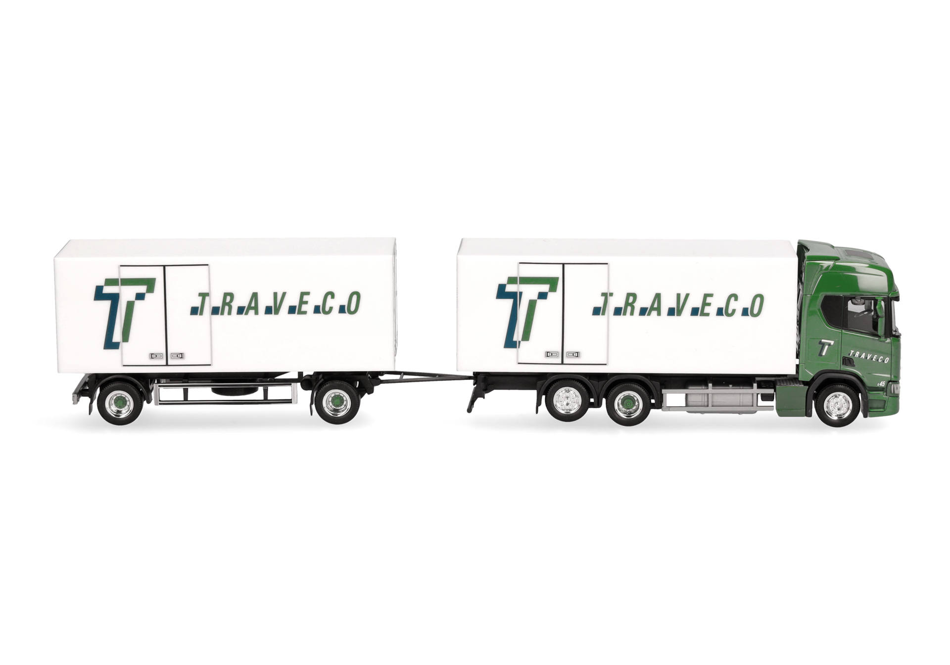 Herpa 317788 | Scania CR20 HD Kühlkoffer-Hängerzug | Traveco | 1:87