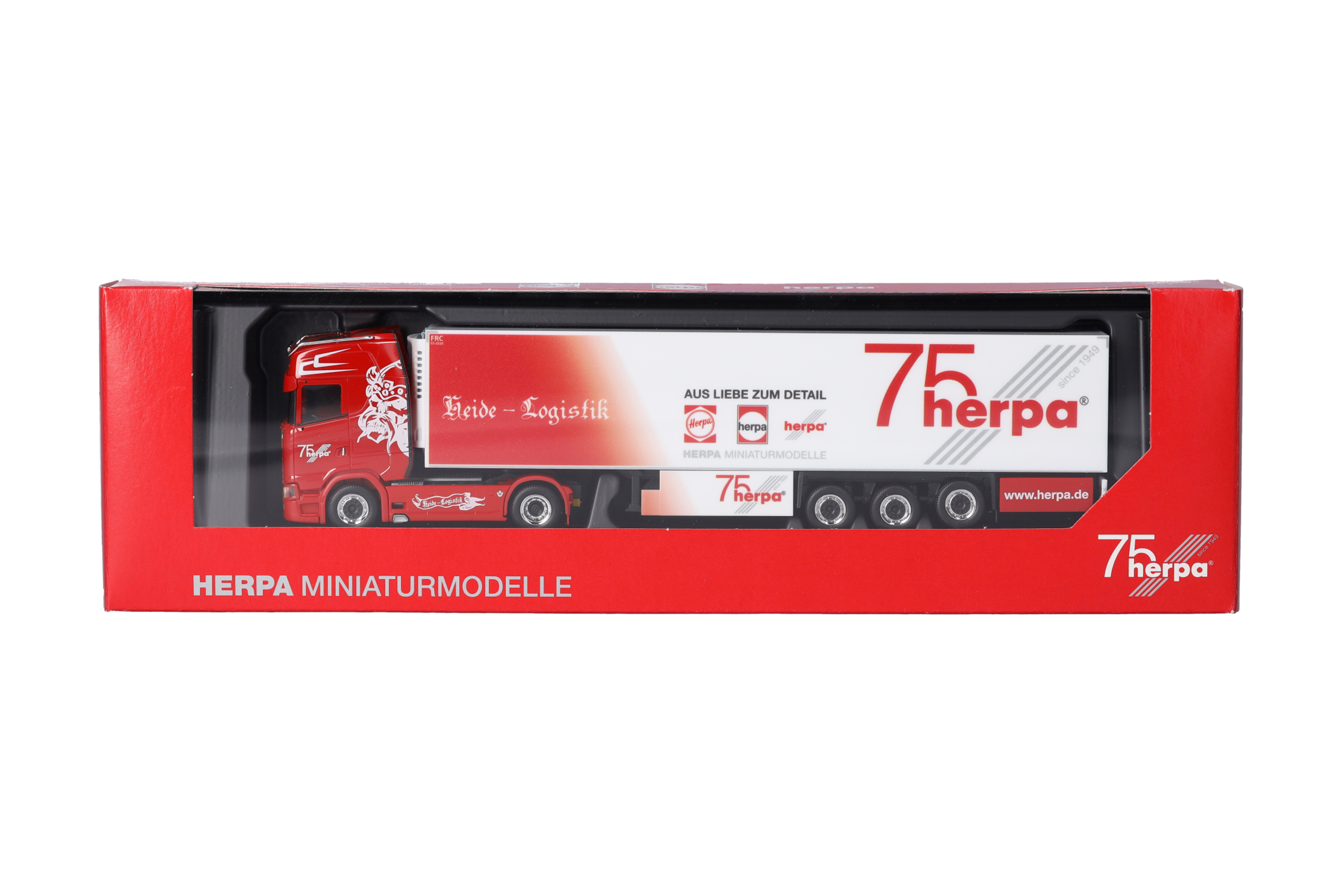 Herpa 317733 | Scania CS20 HD Kühlkoffer-Sattelzug | Heide Logistik / 75 Jahre Herpa | 1:87