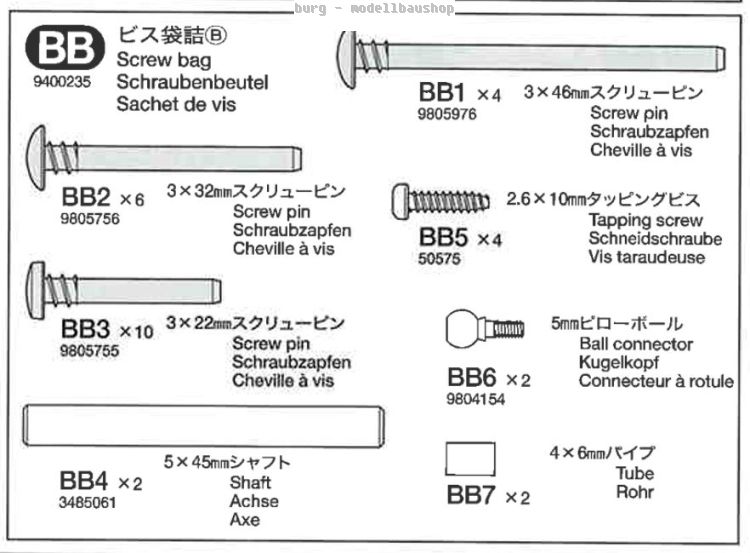 Tamiya 9400235 - Schraubenbeutel B für Super Fighter G/GR
