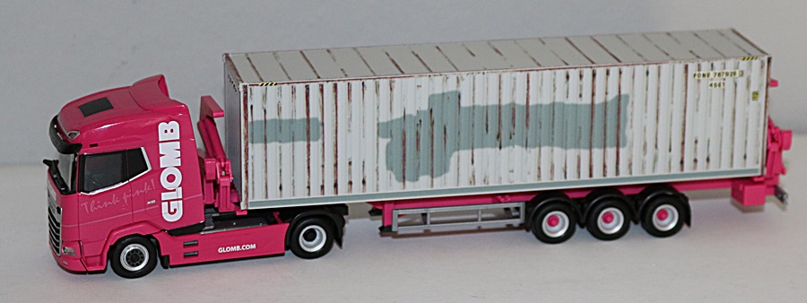 Herpa 954426 | DAF XG Container-Seitenlader mit 40 ft. Container m. Gebrauchsspuren | Glomb | 1:87