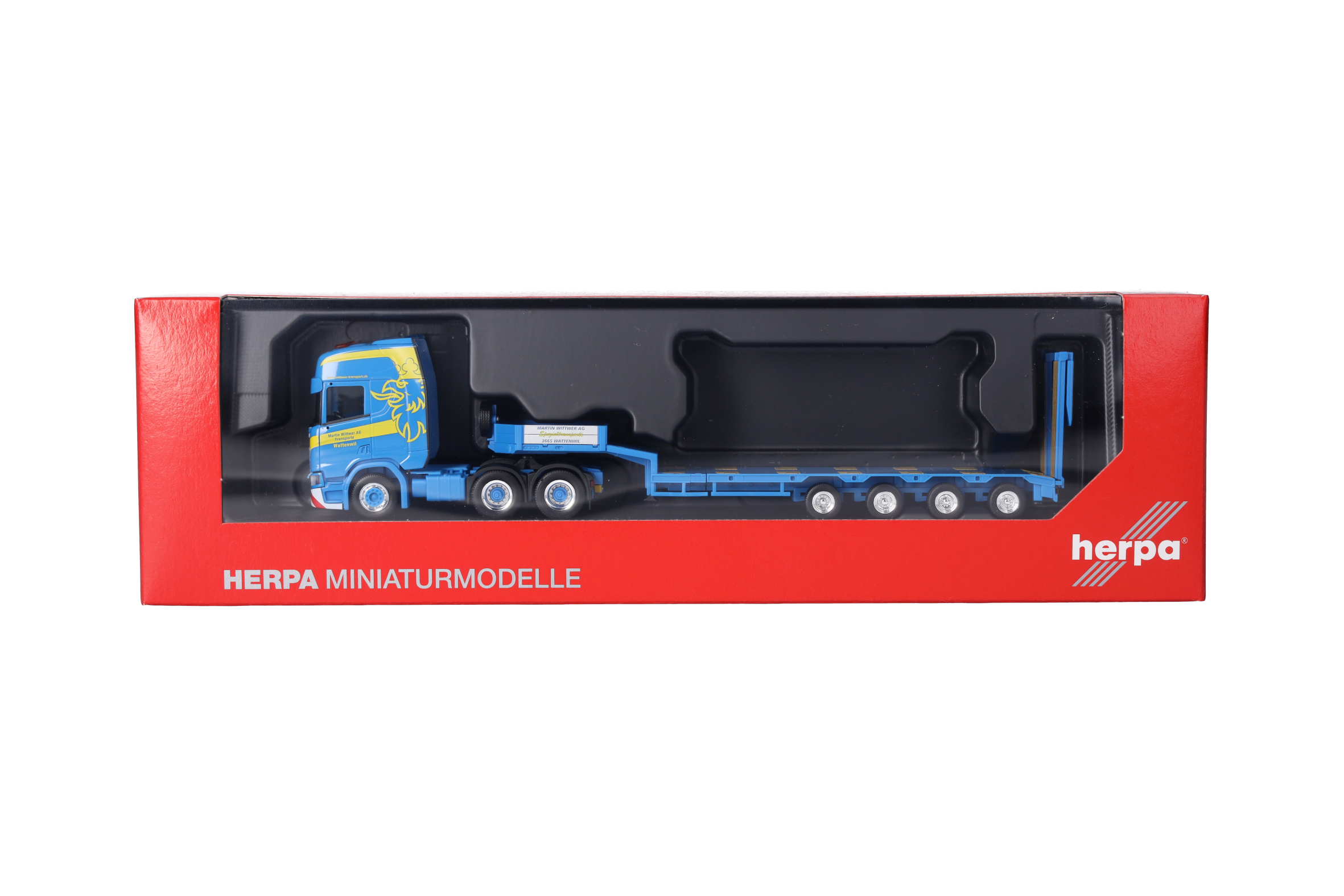Herpa 318884 | Scania CR 20 HD Semitieflade-Sattelzug m. Rampen | Martin Wittwer | 1:87
