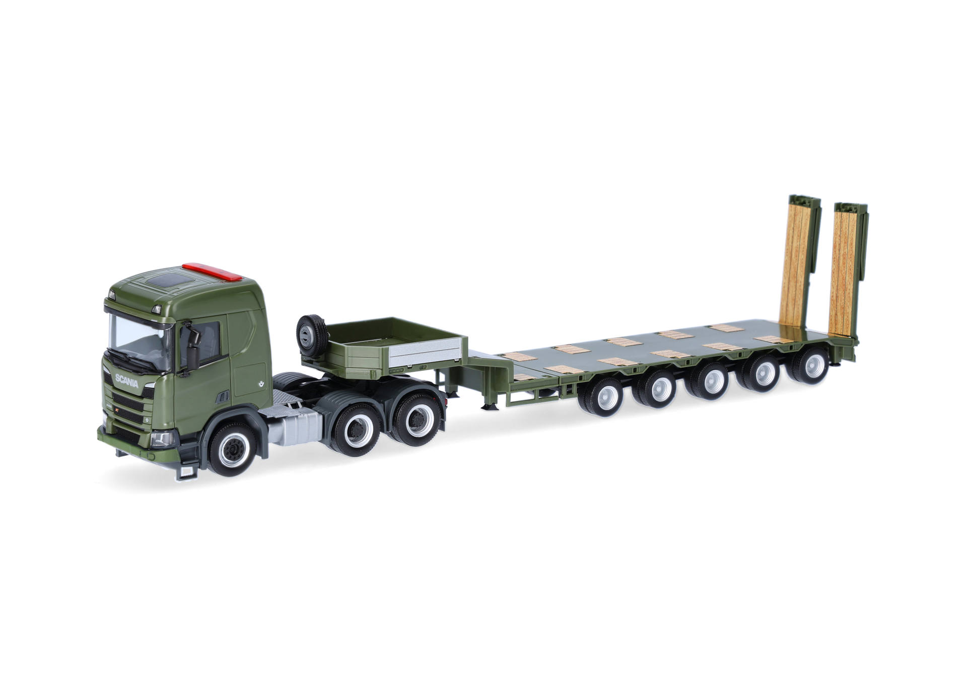 Herpa 747332 | Scania CR 20 Niedrigdach Semitieflade-Sattelzug | Tschechische Armee| 1:87
