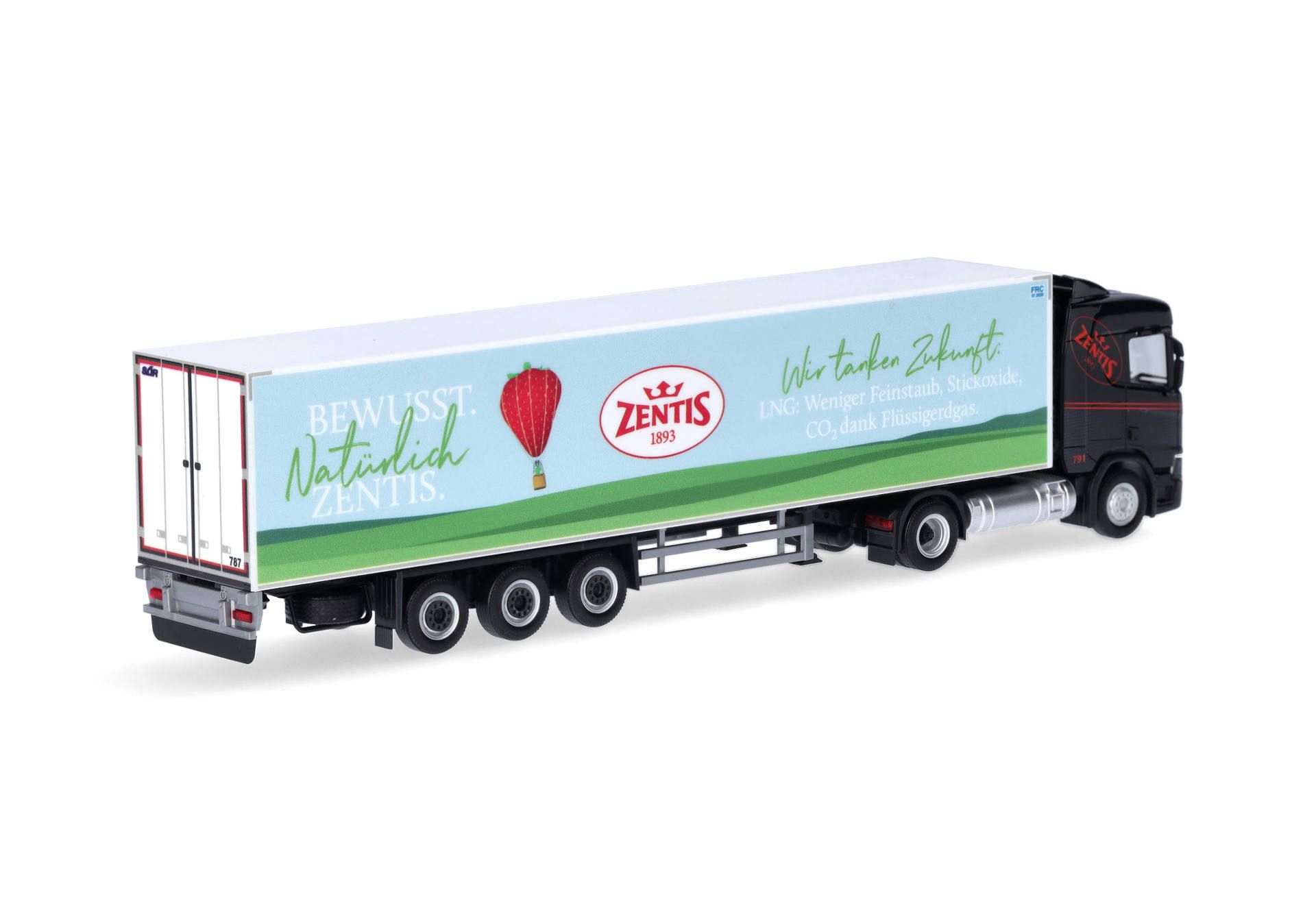 Herpa 317696 | Scania CR20 ND | LNG Kühlkoffer-Sattelzug | Zentis | 1:87