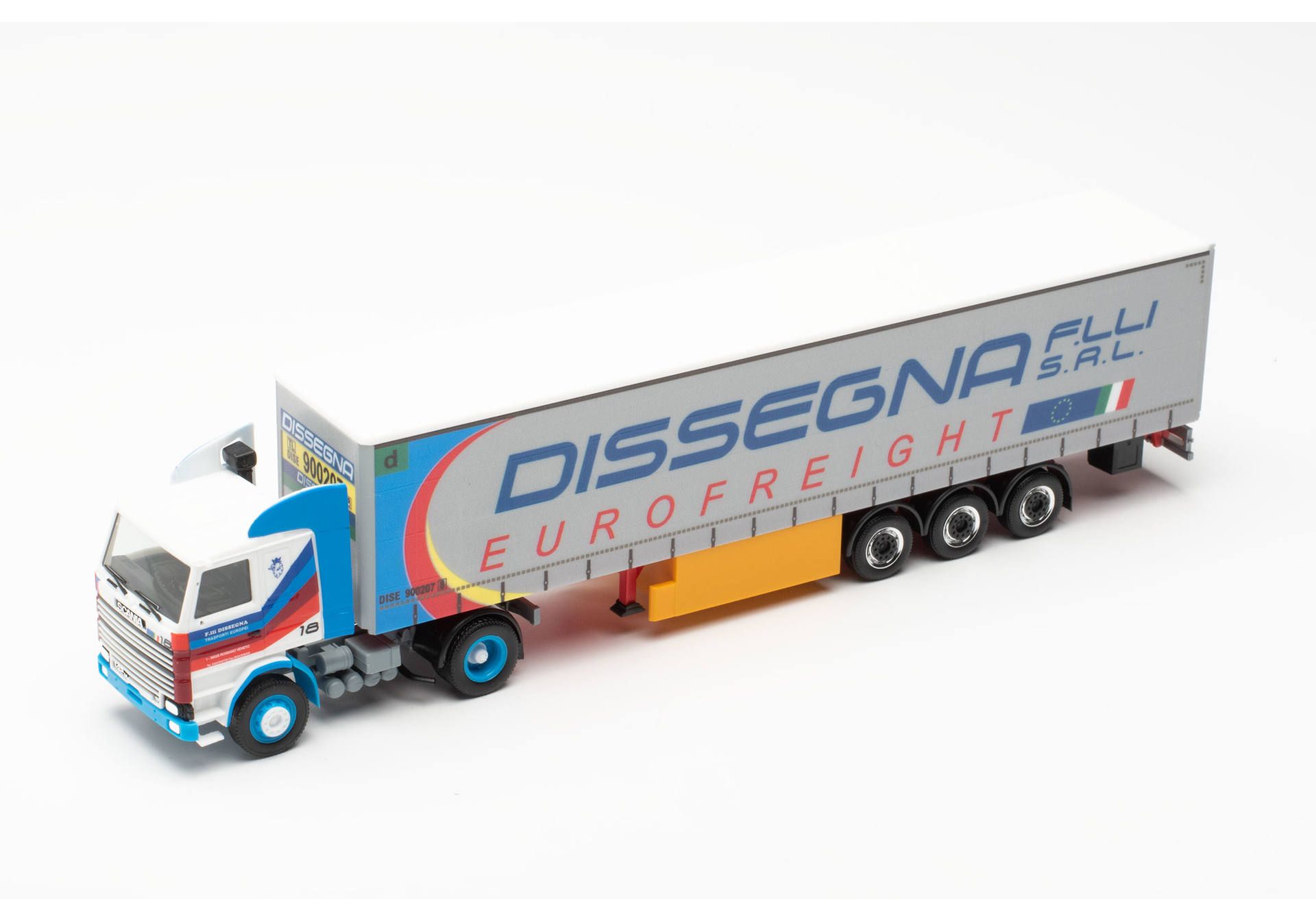 Herpa 316729 | Scania 142 | Gardinenplanen-Sattelzug | Dissegna | 1:87