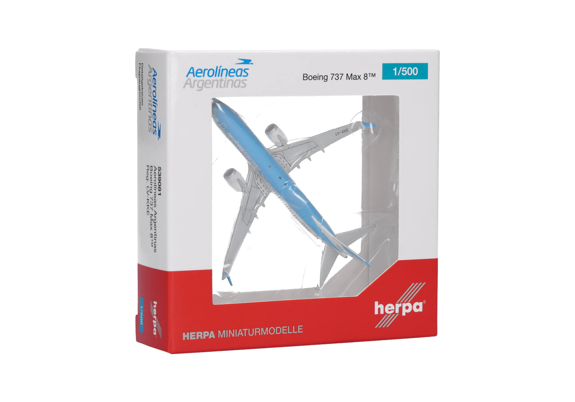 Herpa Wings 539081 | Aerolíneas Argentinas | Boeing 737 Max 8 | LV-KKE| 1:500