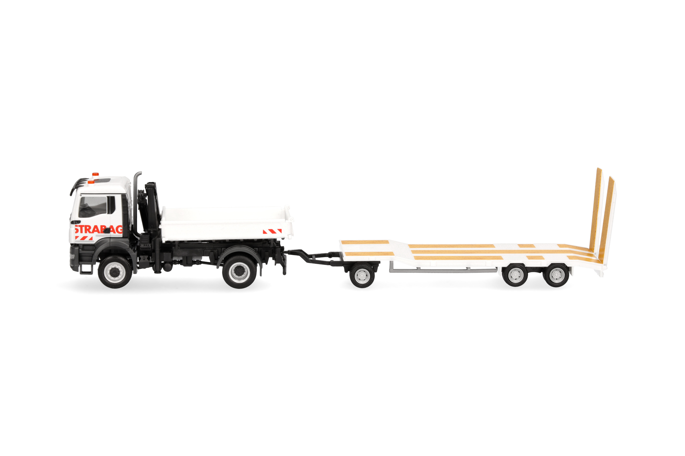 Herpa 318730 | MAN TGS NN Dreiseitenkipper | Kran u. TU3-Anhänger | STRABAG  | 1:87