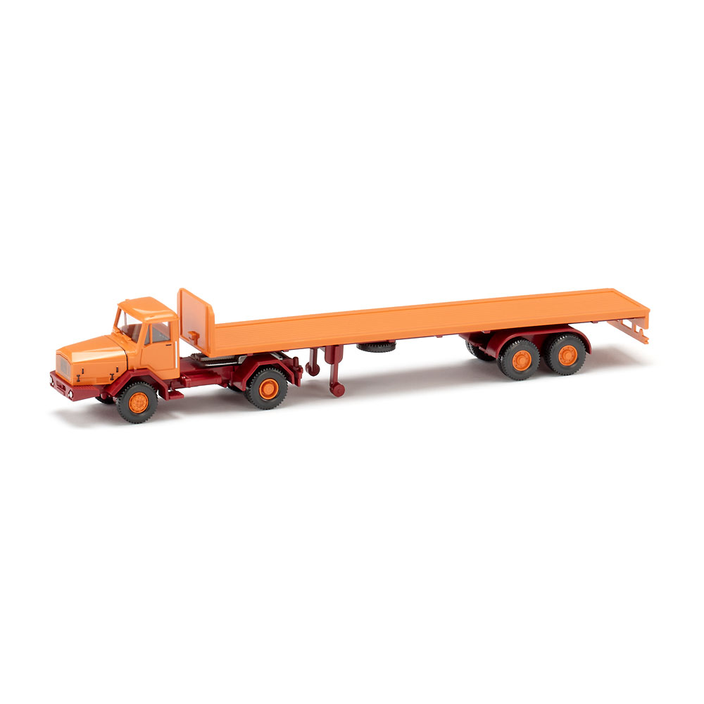 Wiking 055409 | Faun | Flachpritschensattelzug | gelborange | 1:87