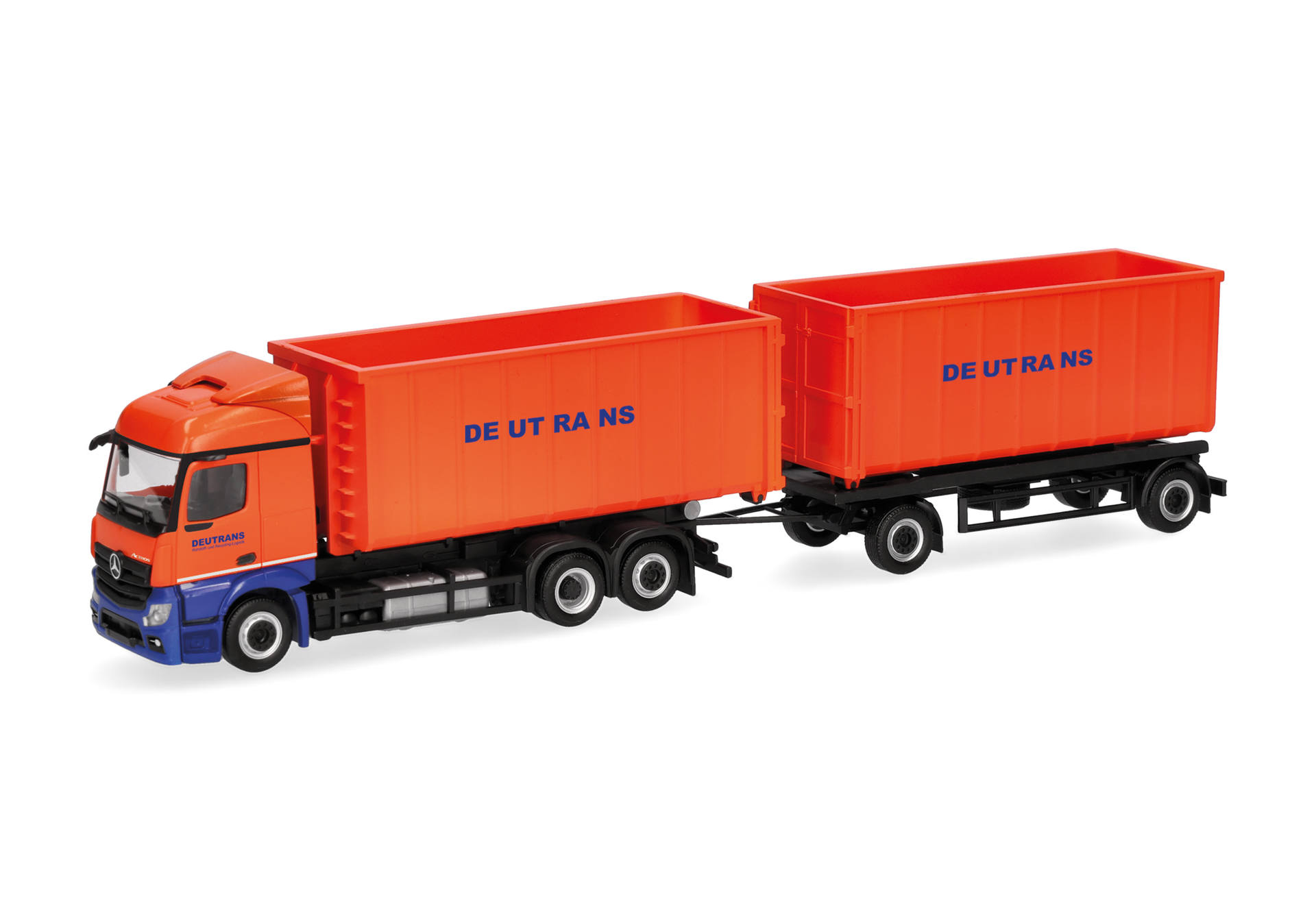 Herpa 322218 | MB Actros Streamspace 2.3 | Abrollmulden-Hängerzug | Deutrans | 1:87