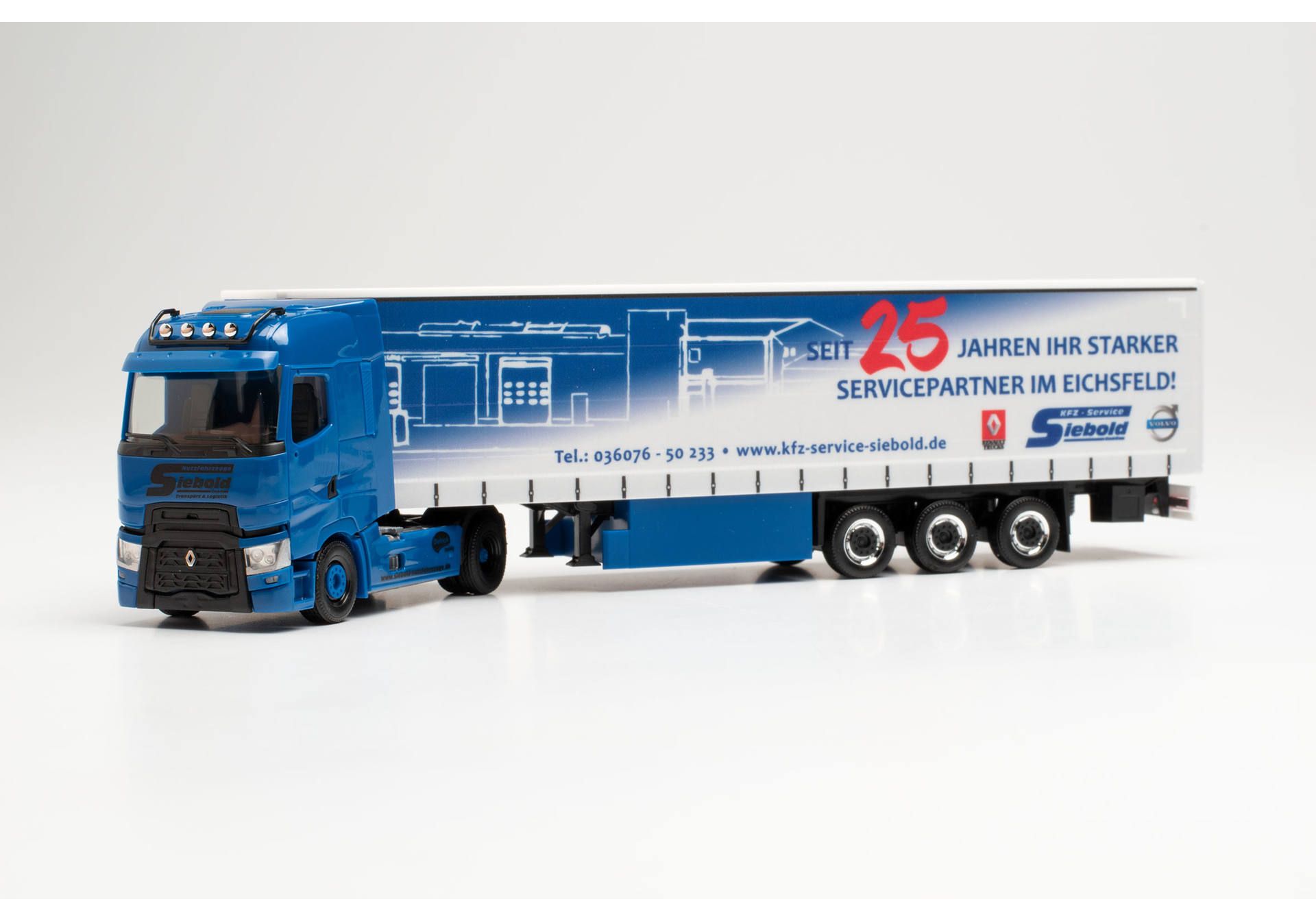 Herpa 313148 | Renault T Gardinenplanen-Sattelzug | Siebold Nutzfahrzeuge | 1:87