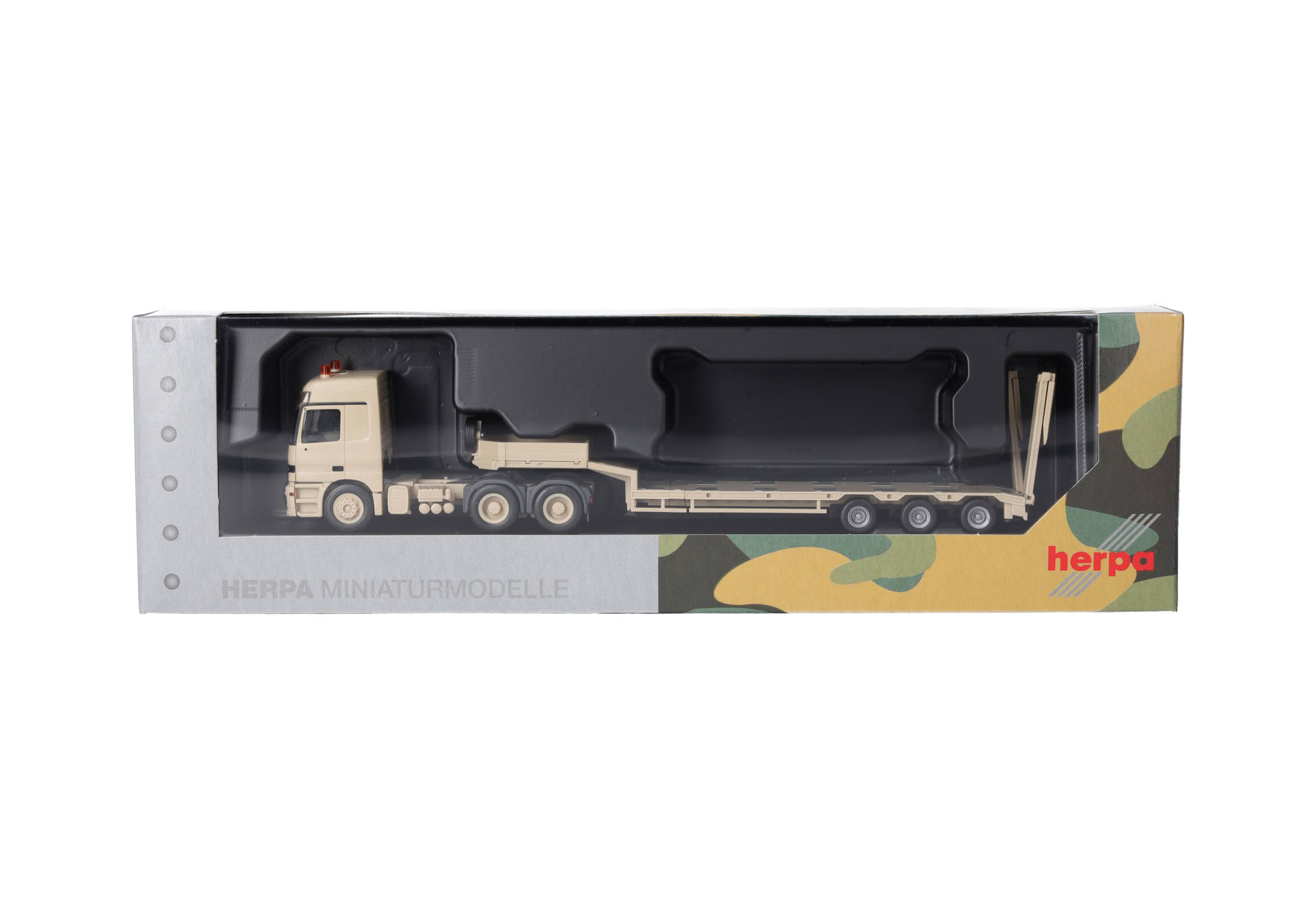 Herpa 747271 | MB Actros L (96) MP1 | Tieflade-Sattelzug | Belgische Armee | sandbeige | 1:87