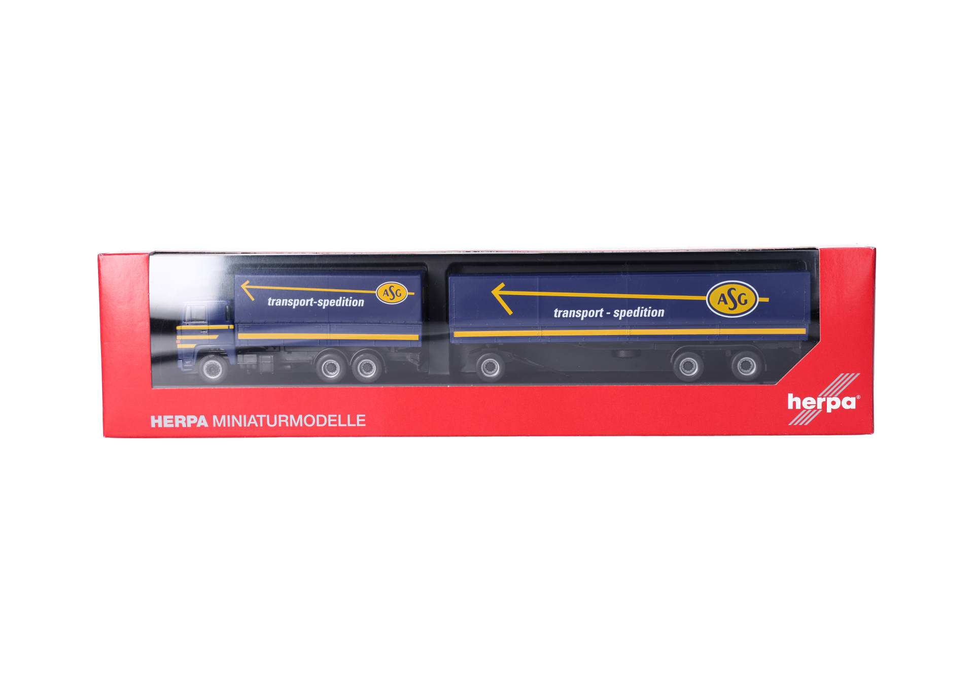 Herpa 320719 | Scania 141 | Planen-Hängerzug | ASG" (S) | 1:87