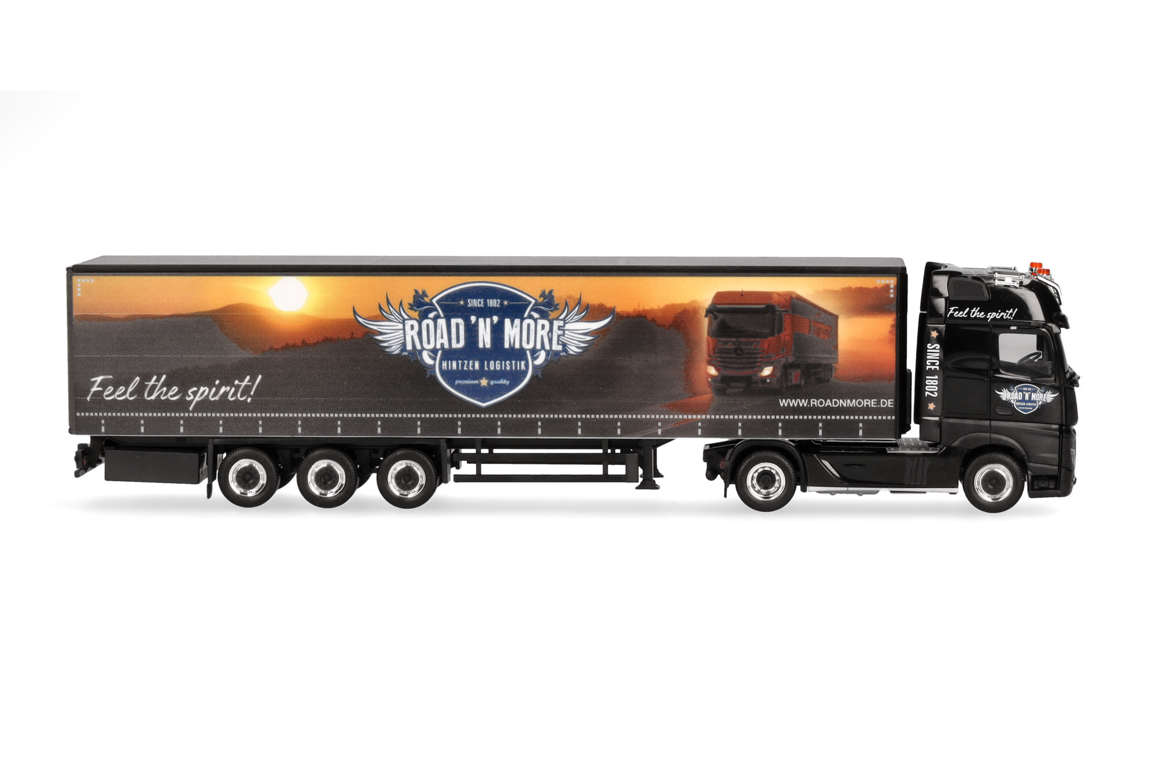 Herpa 958851 | MB Actros L Gigaspace Gardinenplanen-Sattelzug | RNM-Showtruck/Hintzen Logistik  | 1:87