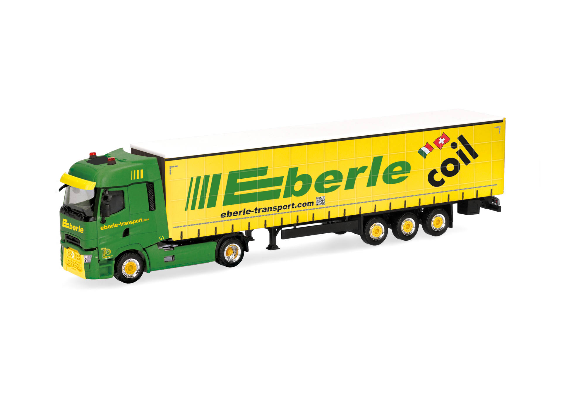 Herpa 322393| Renault T facelift | Gardinenplanen-Sattelzug | Eberle Transport AG | 1:87
