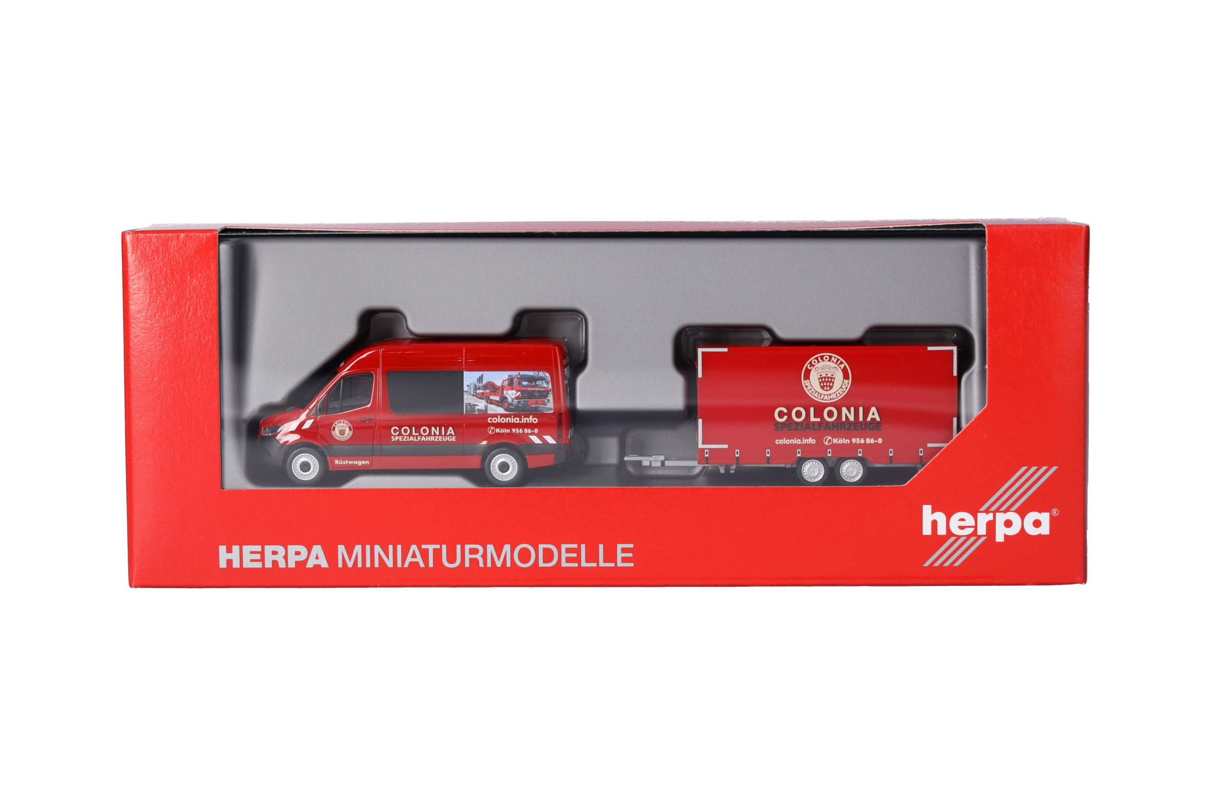 Herpa 098618 | MB Sprinter '18 Halbbus Hochdach mit Tandemhänger "Colonia" | 1:87