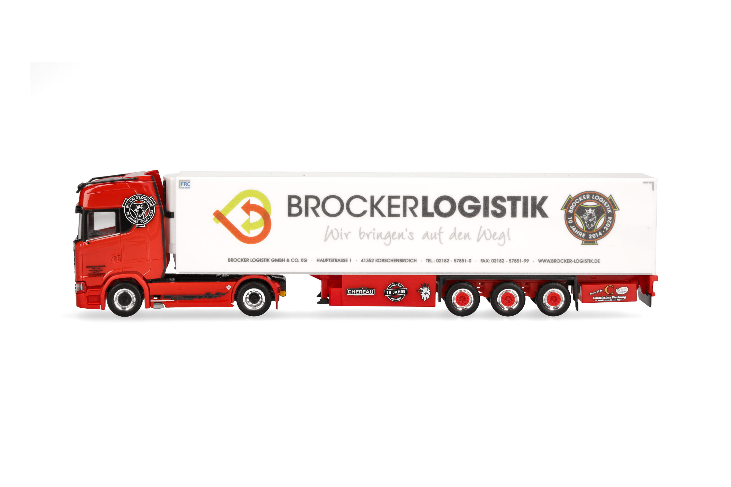 Herpa 959025 | Scania CS20 HD V8 Kühlkoff er-Sattelzug | Brocker | 1:87