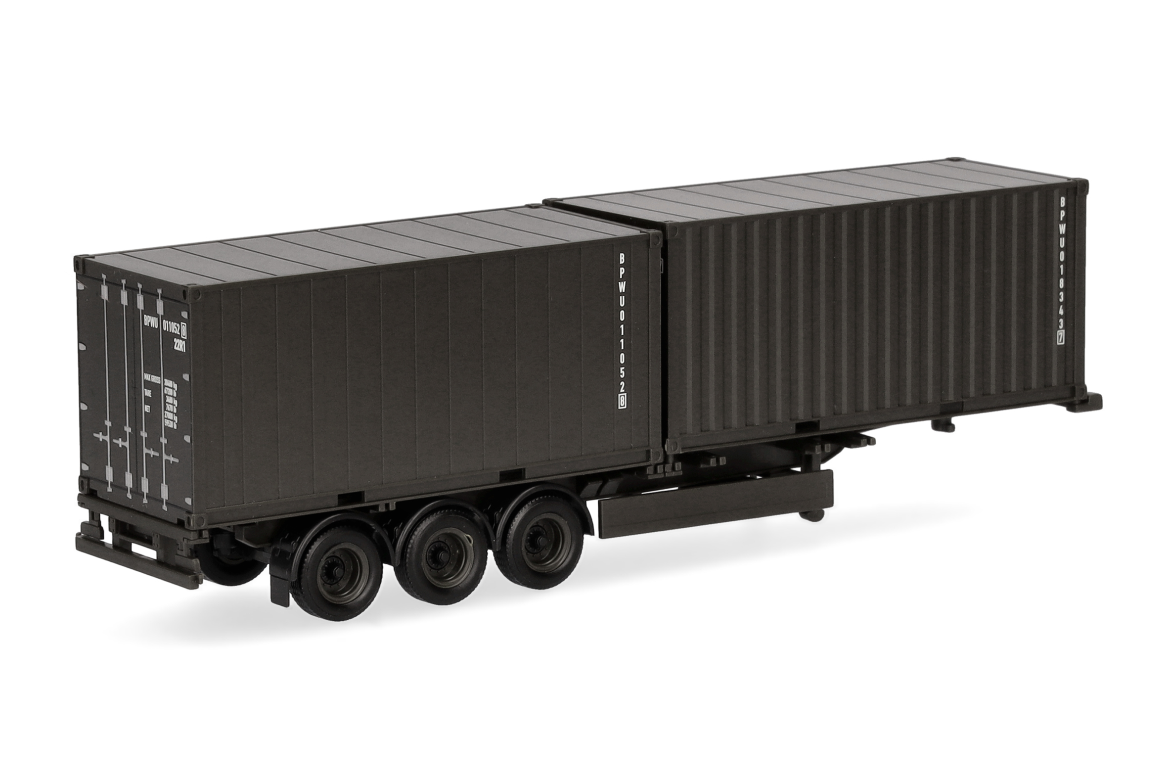 Herpa 747240 | Containerauflieger 3achs |  2 x 20ft. Container | Bundeswehr | 1:87