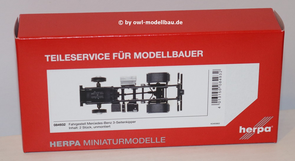Herpa Teileservice 084932 - Fahrgestell Mercedes-Benz Atego 3-Seiten Kipper. Inhalt: 2 Stück. 1:87