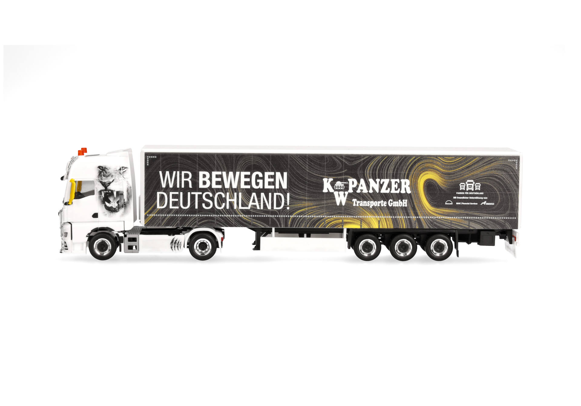 Herpa 318402 | MAN TGX GX Gardinenplanen-Sattelzug | K.W. Panzer / Wir bewegen Deutschland | 1:87