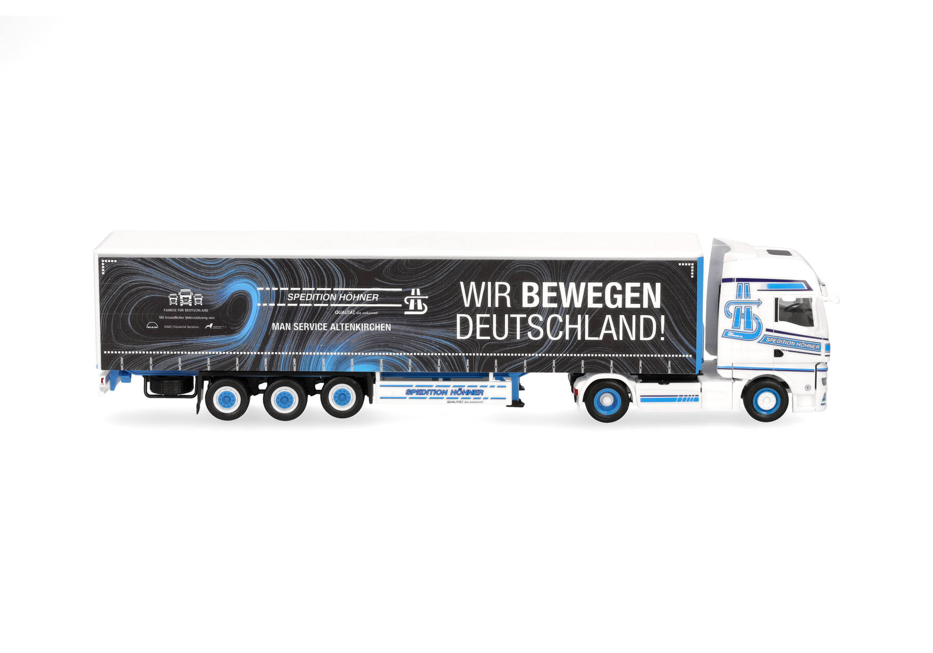 Herpa 320320 | MAN TGX GX Gardinenplanen-Sattelzug | Höhner/Wir bewegen Deutschland | 1:87