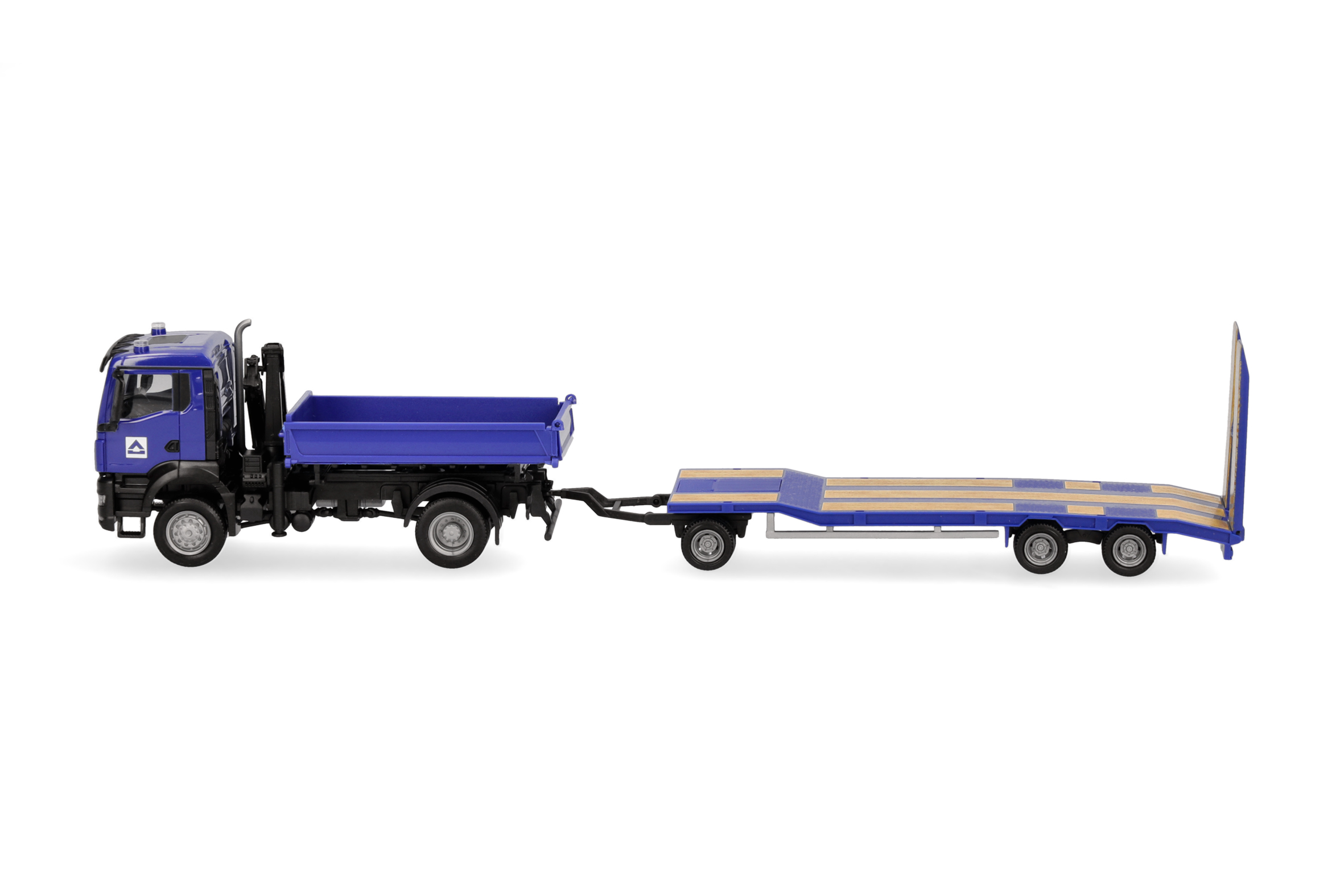 Herpa 960045 | MAN TGS NN Dreiseitenkipper (mit Ladekran) | TU3-Anhänger | Hoch-Tief | 1:87