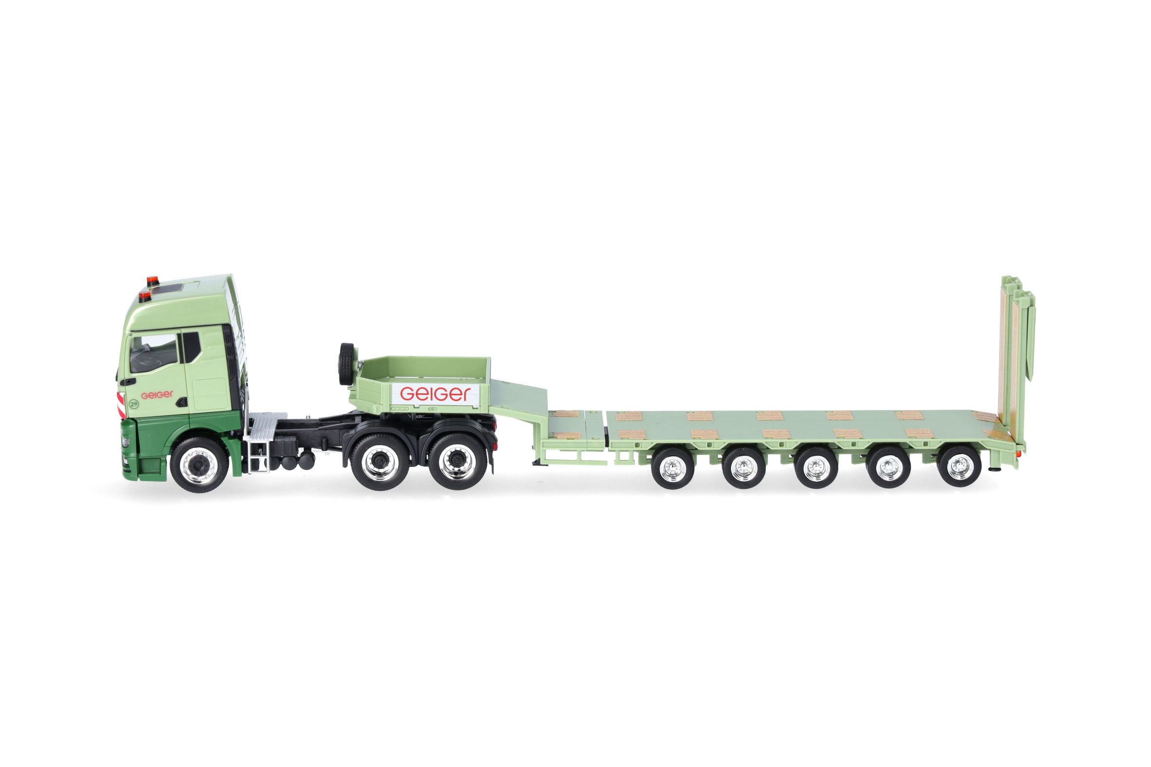 Herpa 958585 | MAN TGX GM Semitieflade-Sattelzug mit Rampen | Geiger | 1:87