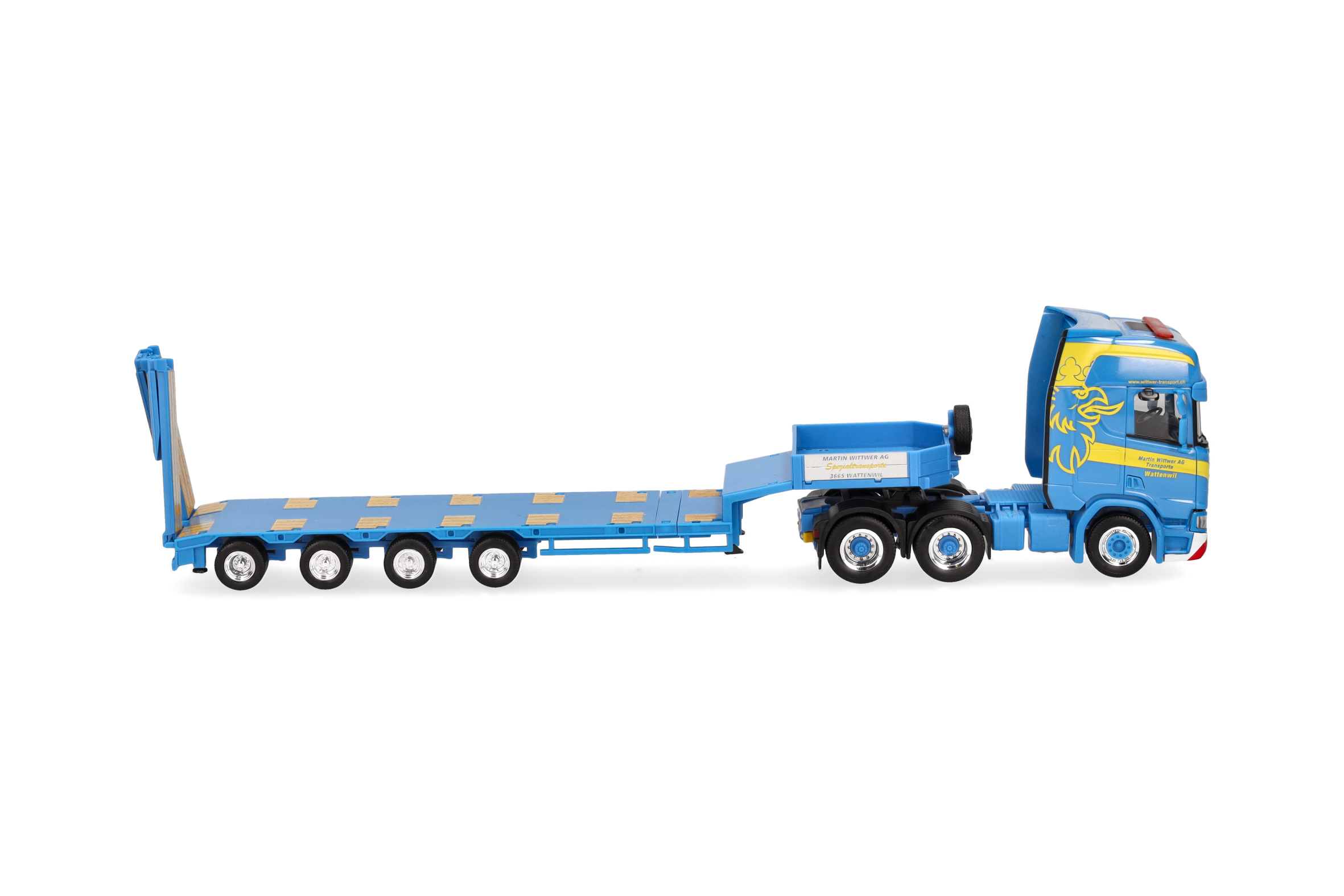 Herpa 318884 | Scania CR 20 HD Semitieflade-Sattelzug m. Rampen | Martin Wittwer | 1:87